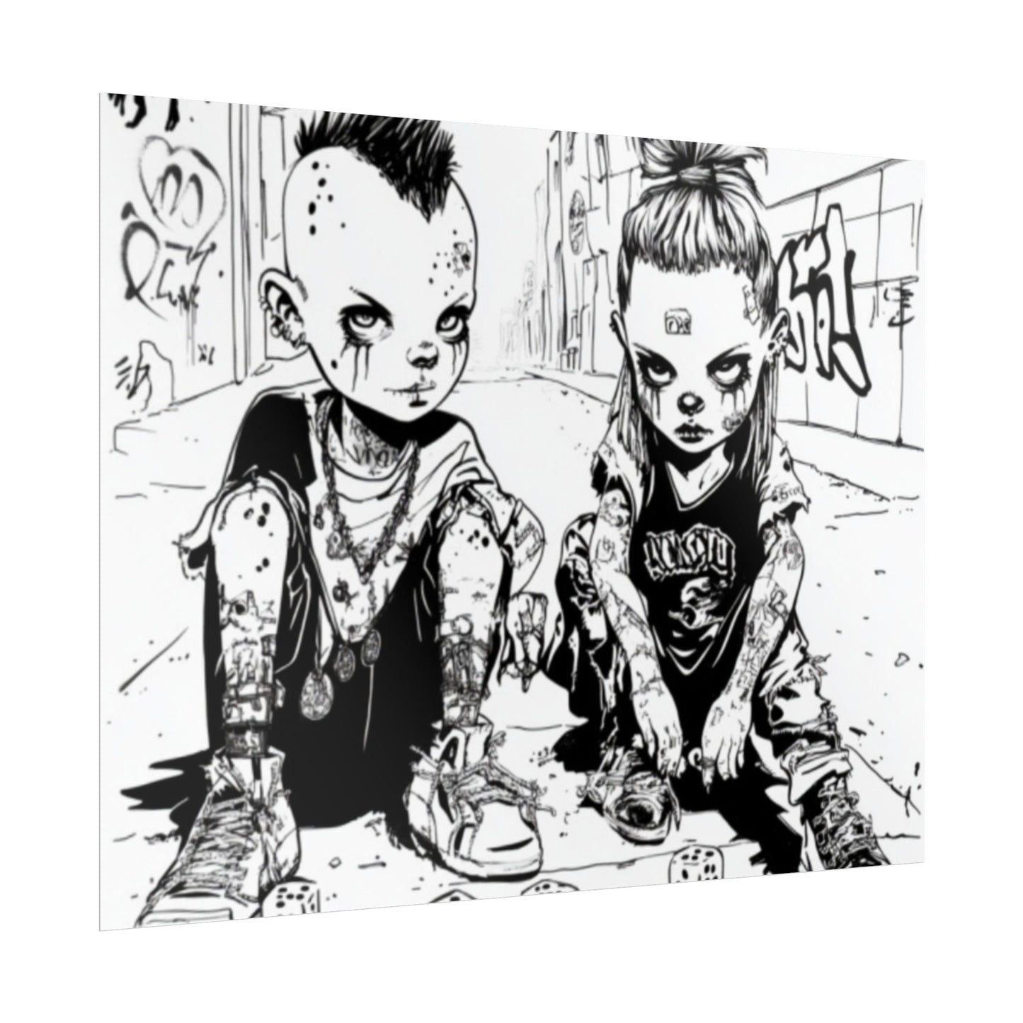 AI design, Alien kids playing dice Rolled Posters