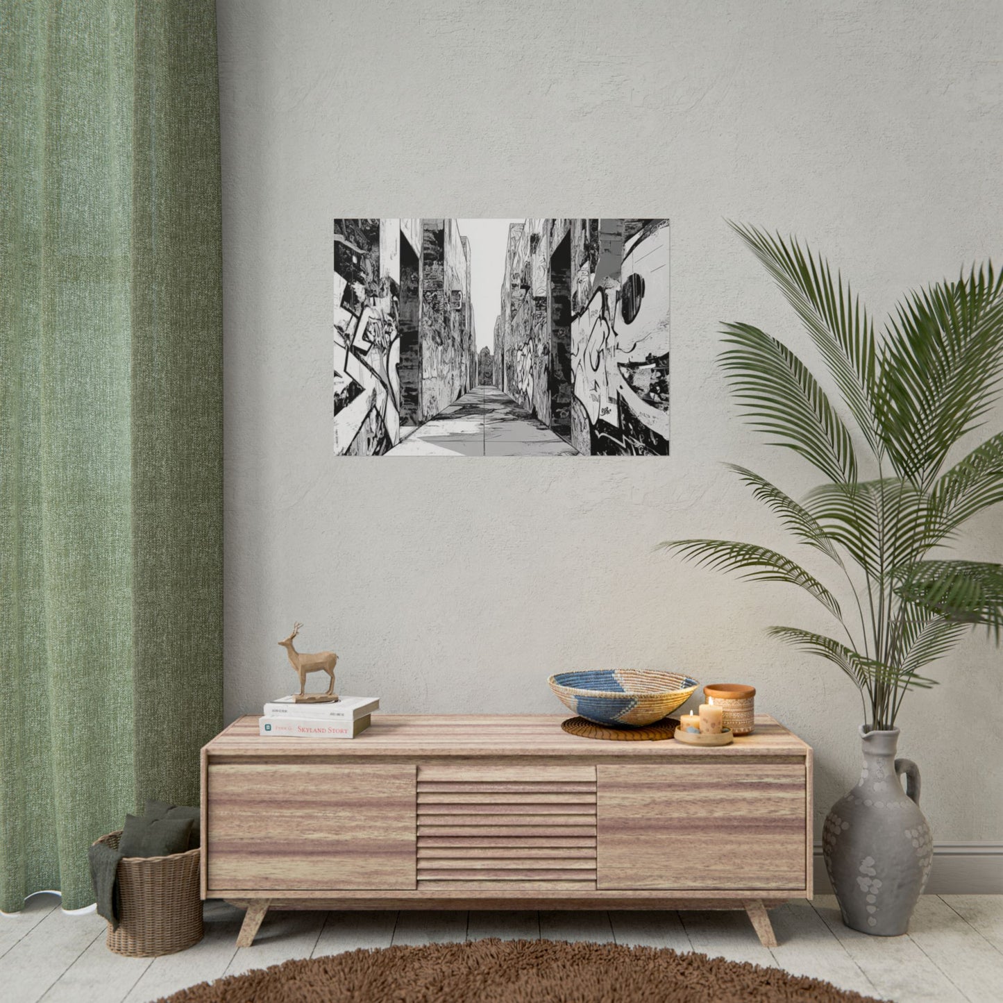 AI Art Coloring Poster, or Poster Art for Framing Rolled Poster. Strange Hallway