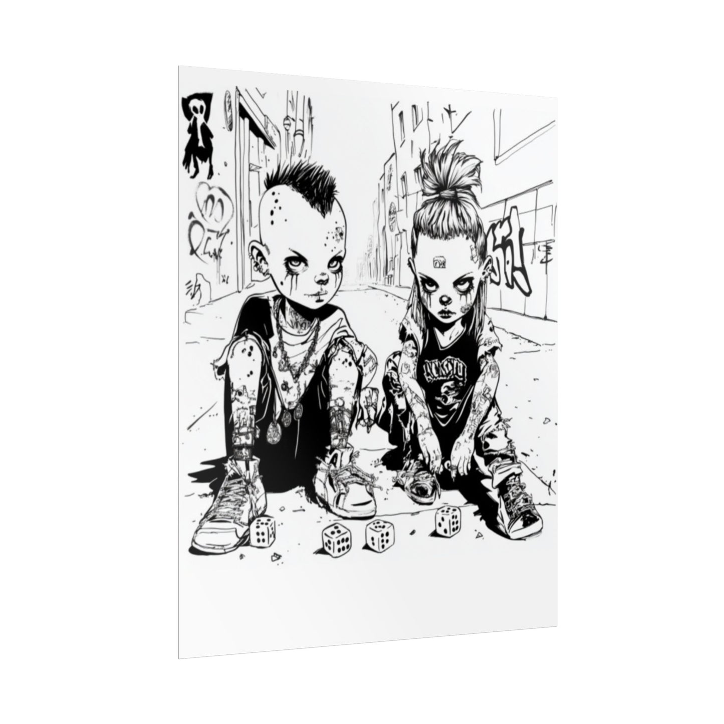 AI design, Alien kids playing dice Rolled Posters