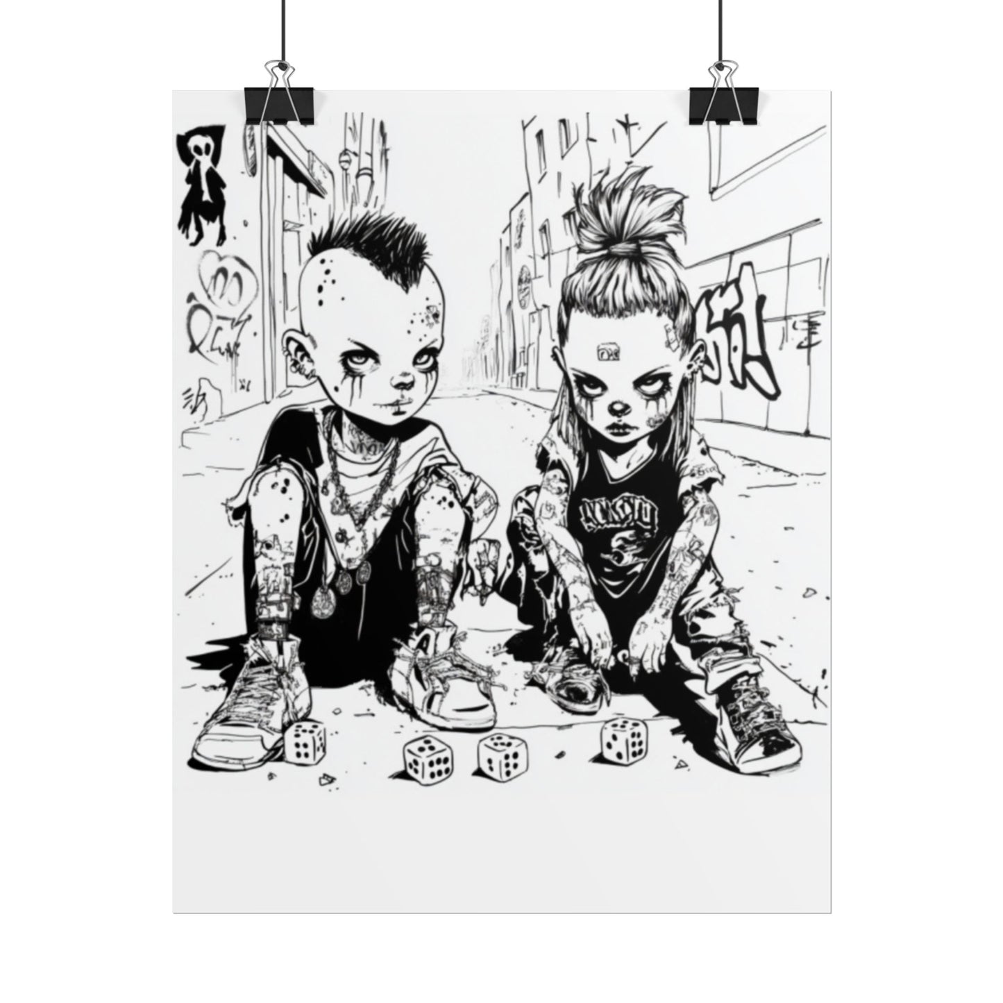 AI design, Alien kids playing dice Rolled Posters