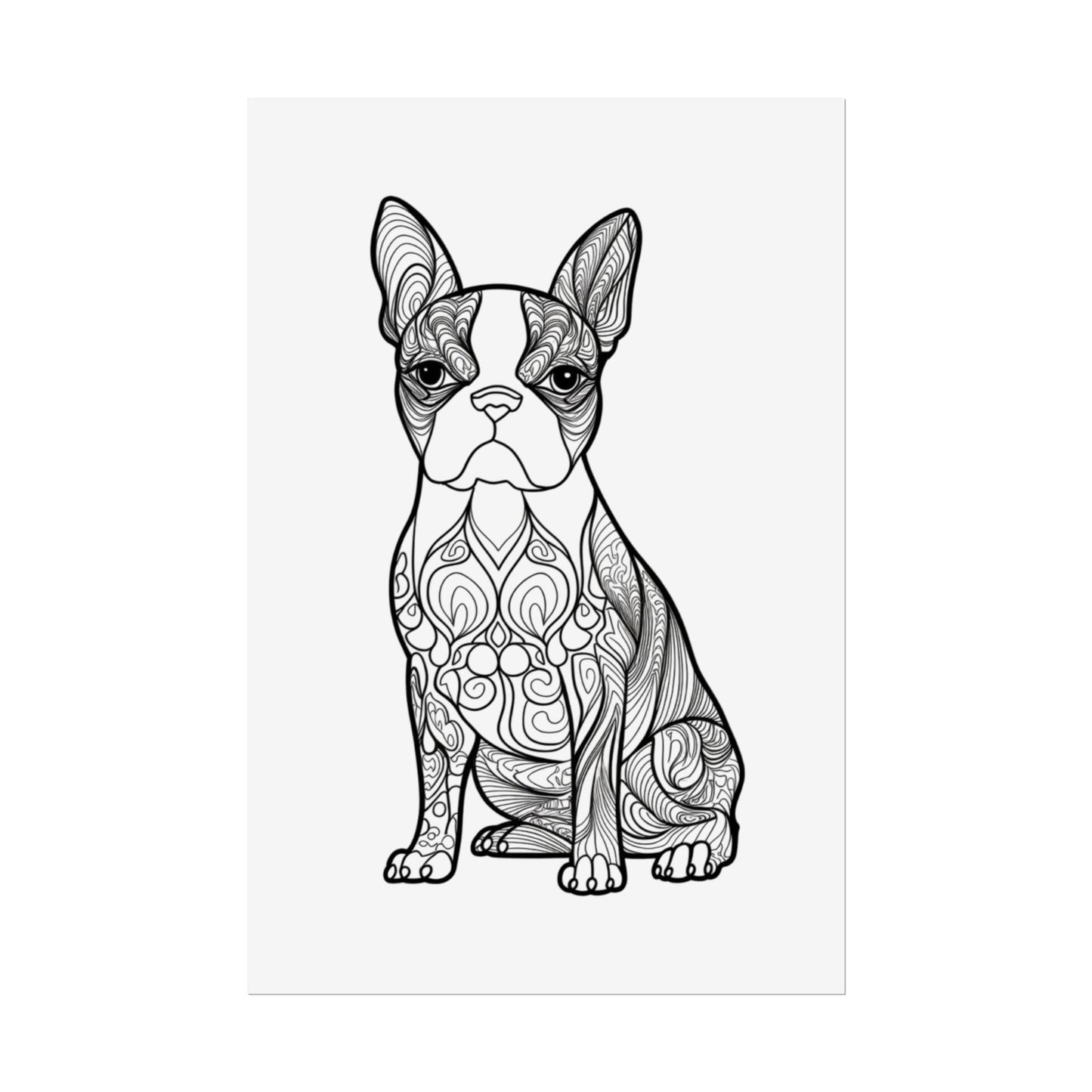 Life Sized Coloring Poster, Frenchie Dog Rolled Poster
