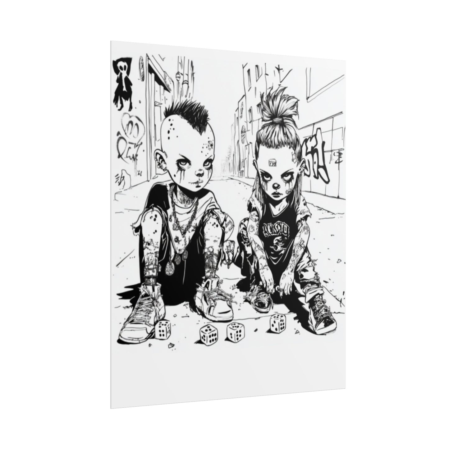 AI design, Alien kids playing dice Rolled Posters