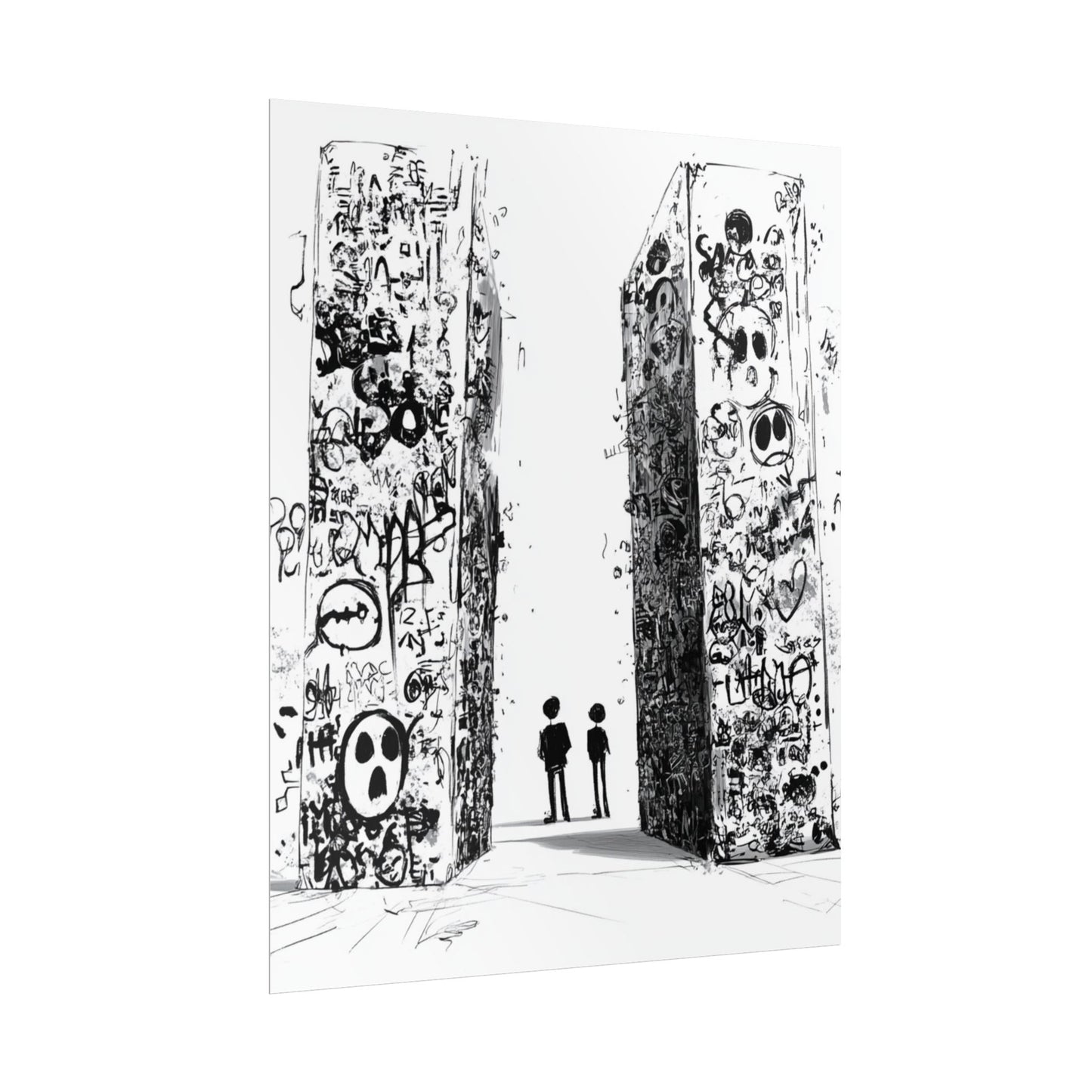 AI designed, Strange Streets with People Rolled Posters