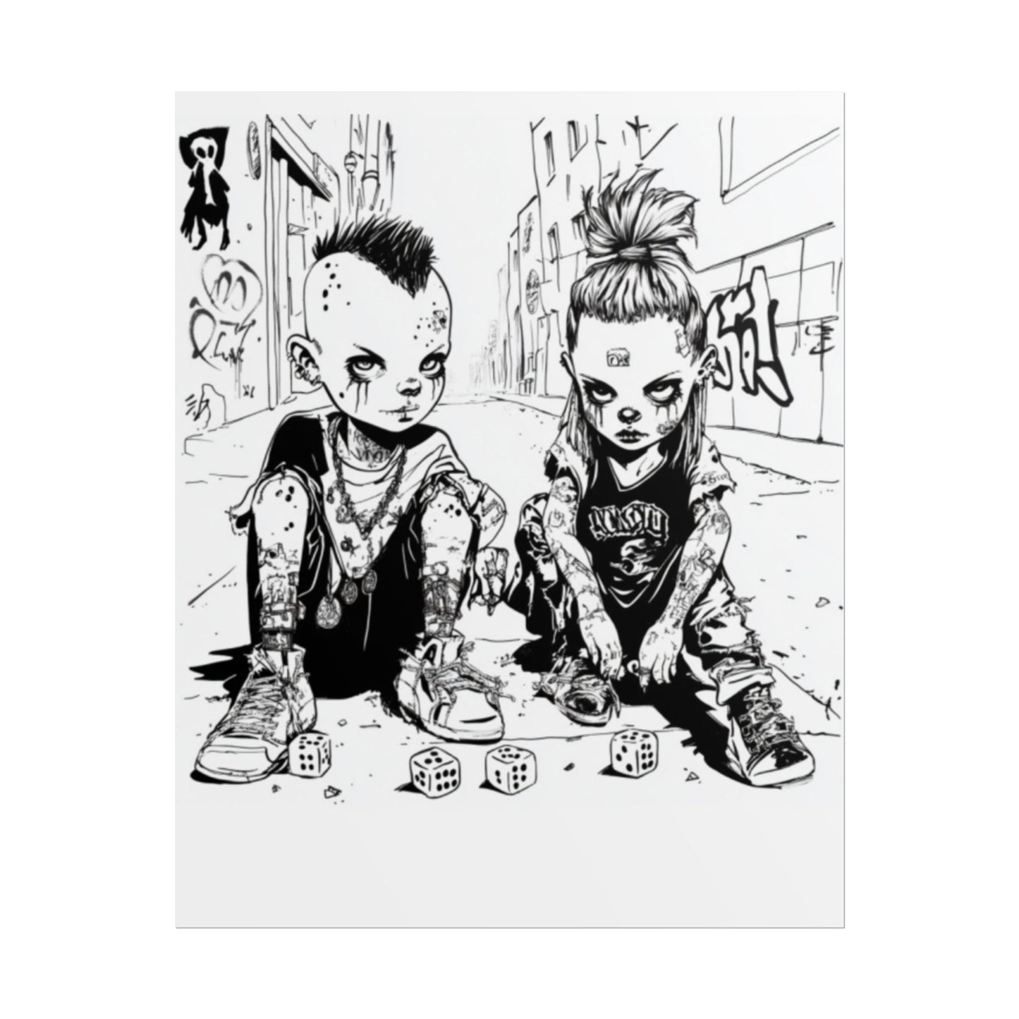 AI design, Alien kids playing dice Rolled Posters
