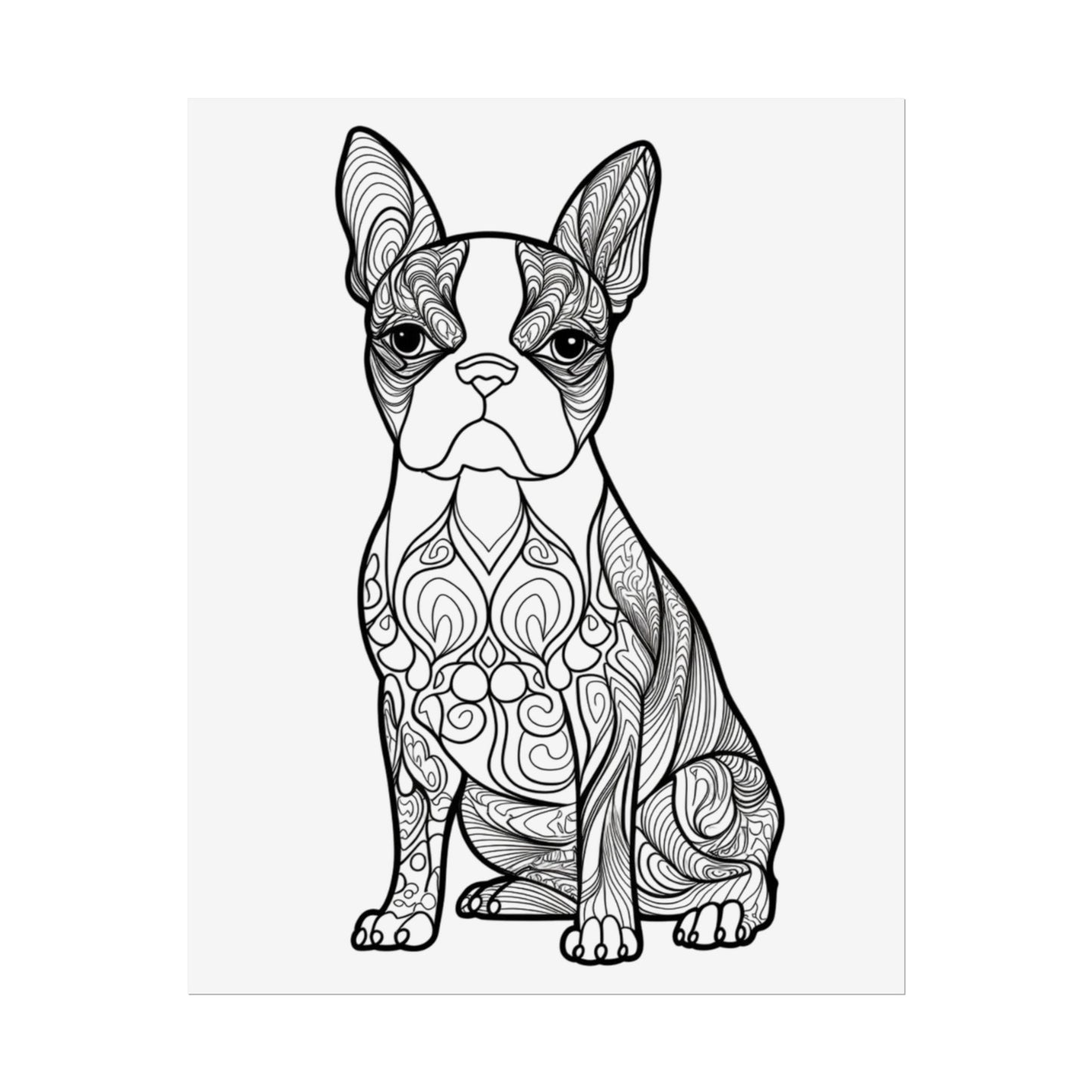 Life Sized Coloring Poster, Frenchie Dog Rolled Poster