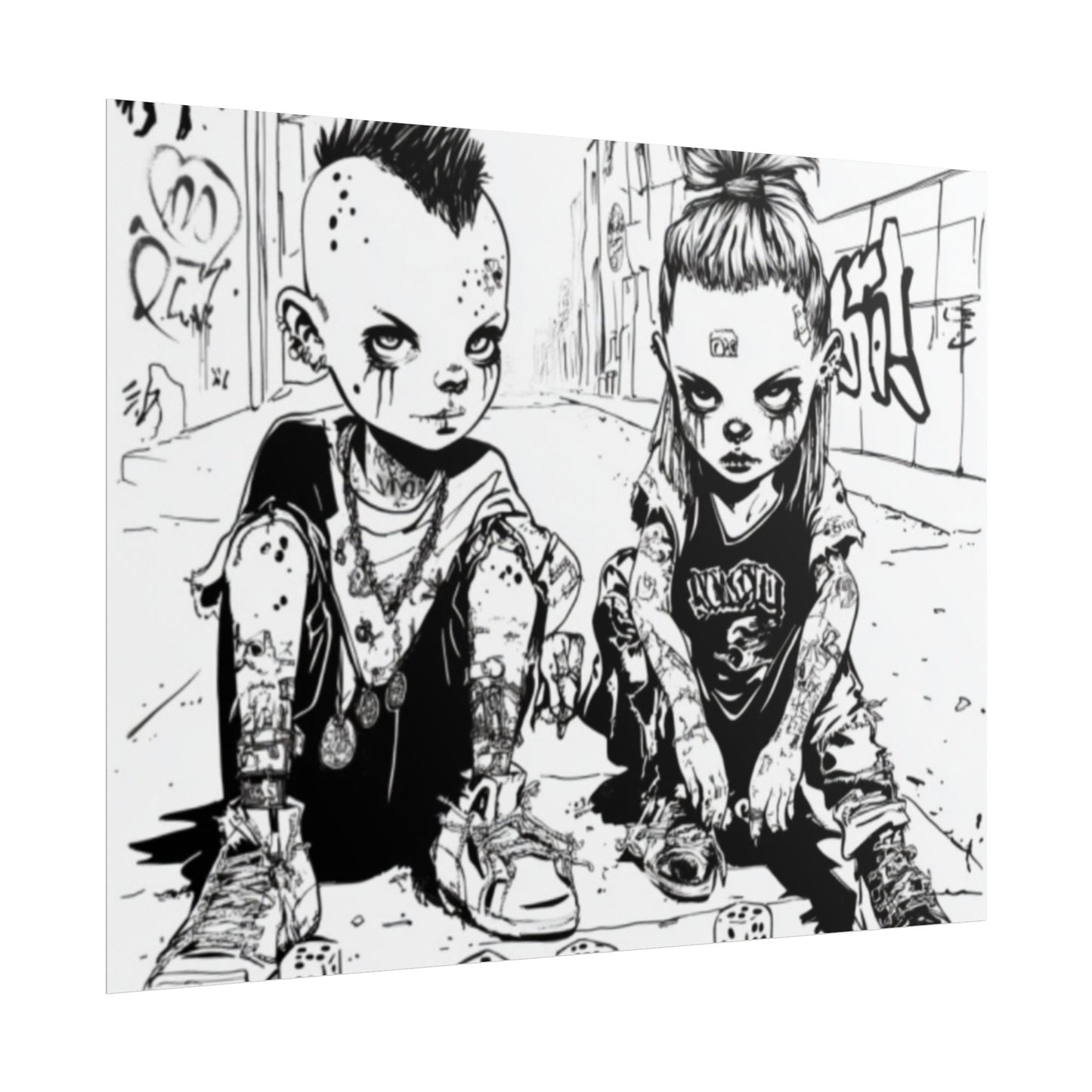 AI design, Alien kids playing dice Rolled Posters