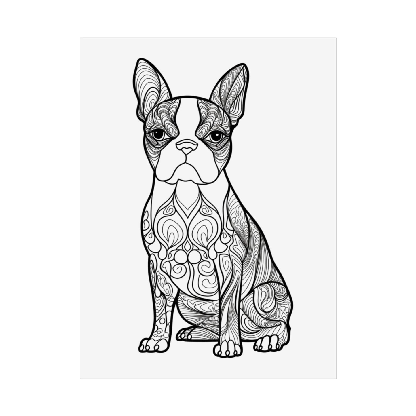 Life Sized Coloring Poster, Frenchie Dog Rolled Poster