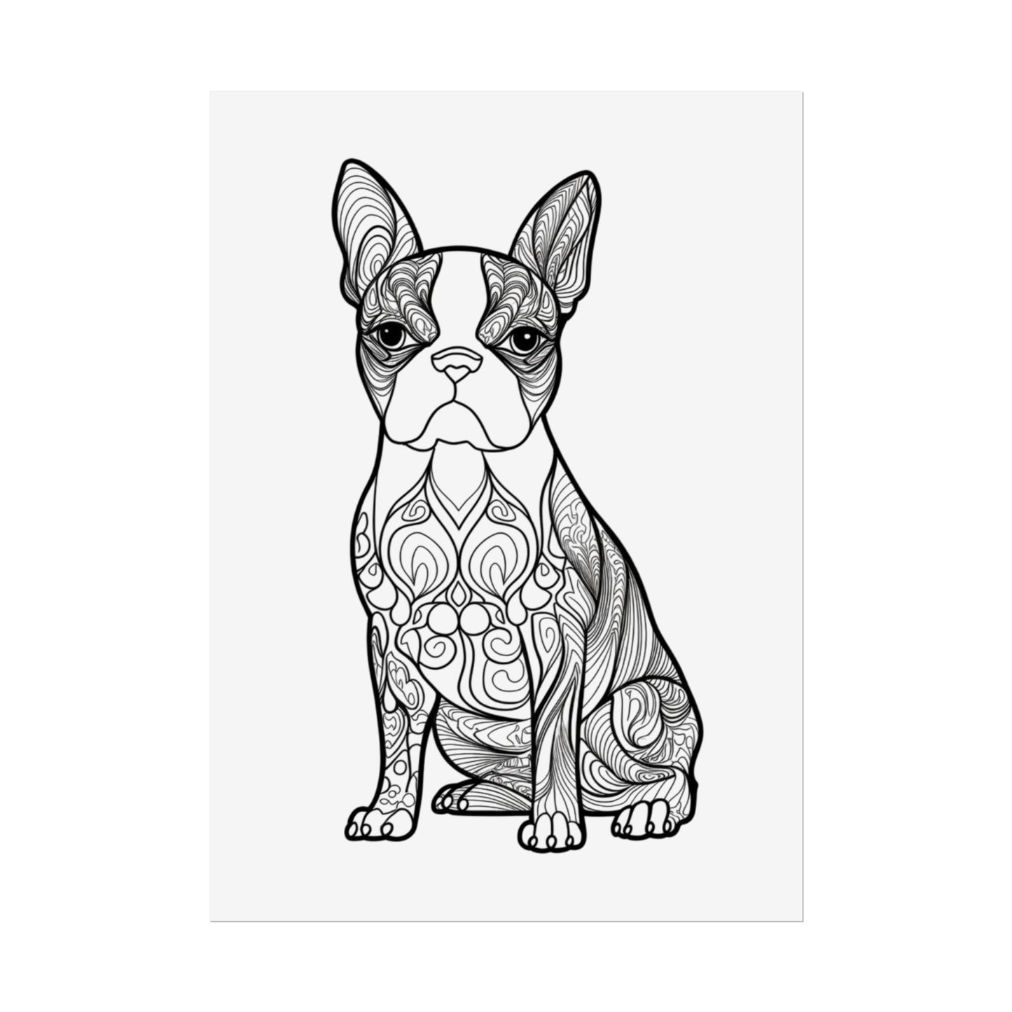 Life Sized Coloring Poster, Frenchie Dog Rolled Poster