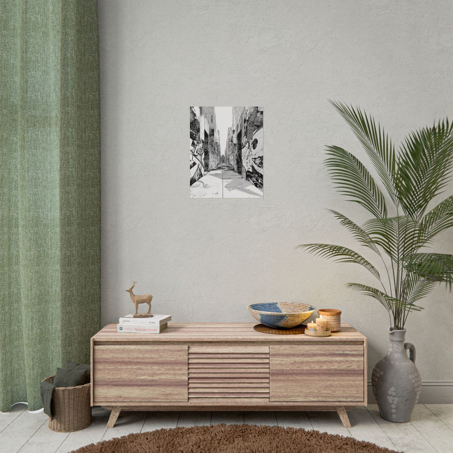 AI Art Coloring Poster, or Poster Art for Framing Rolled Poster. Strange Hallway