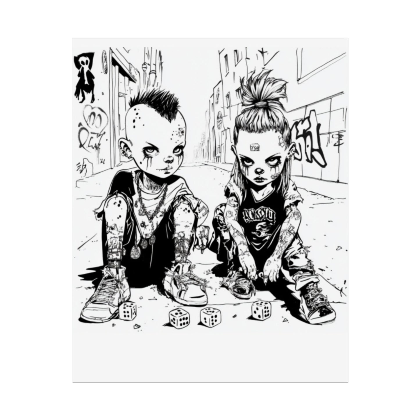 AI design, Alien kids playing dice Rolled Posters
