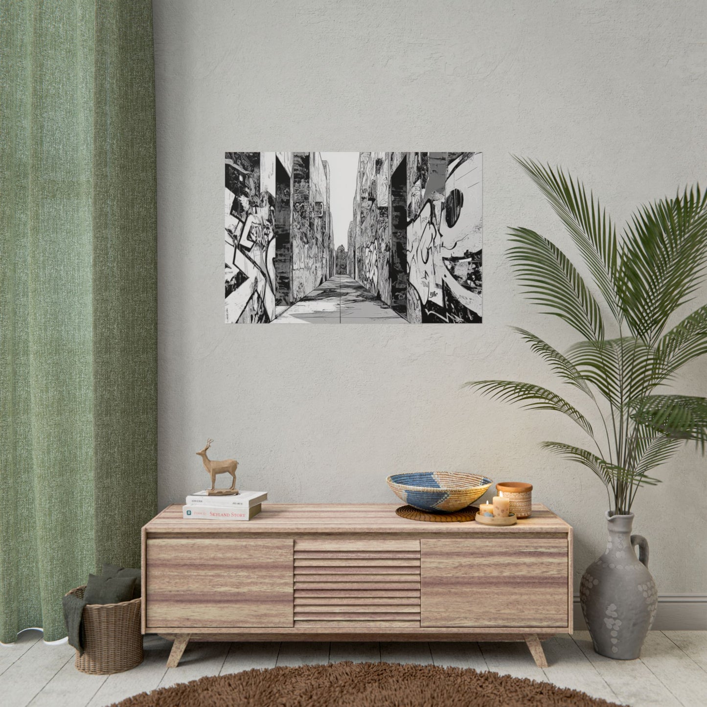 AI Art Coloring Poster, or Poster Art for Framing Rolled Poster. Strange Hallway