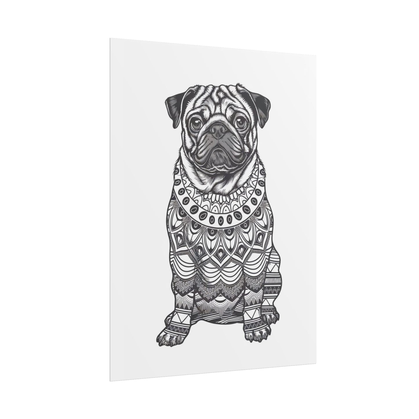 Life sized Coloring Page Rolled Poster of a Pug Dog