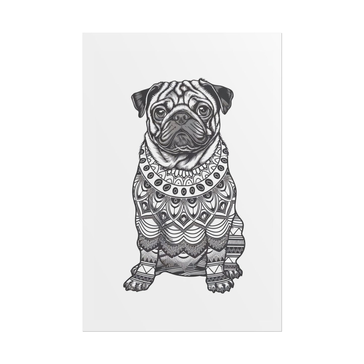 Life sized Coloring Page Rolled Poster of a Pug Dog
