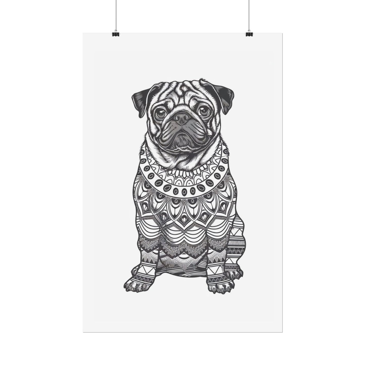 Life sized Coloring Page Rolled Poster of a Pug Dog