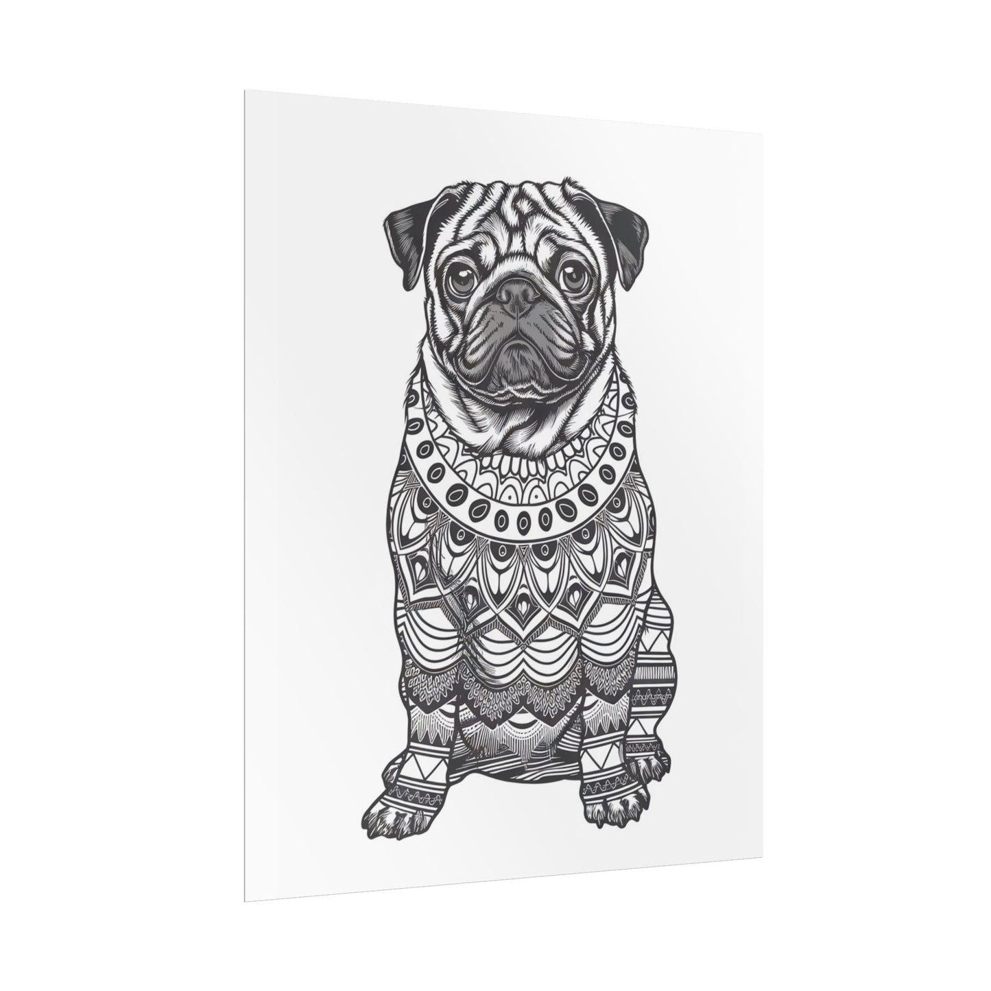Life sized Coloring Page Rolled Poster of a Pug Dog