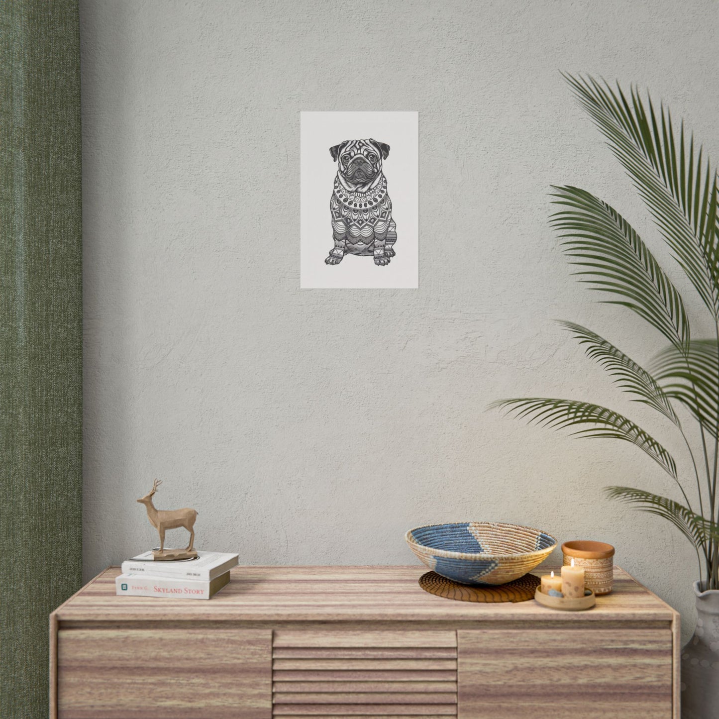 Life sized Coloring Page Rolled Poster of a Pug Dog