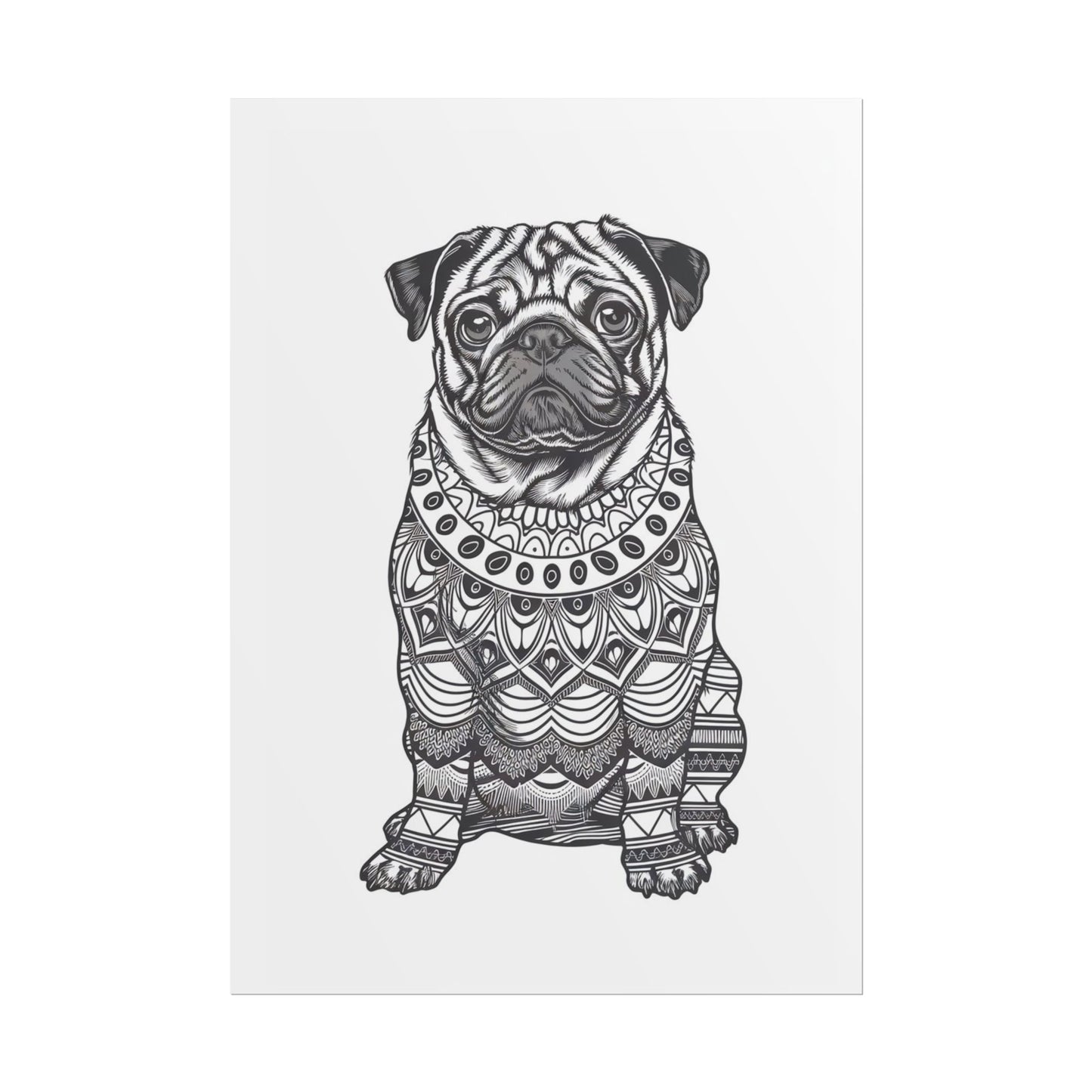 Life sized Coloring Page Rolled Poster of a Pug Dog