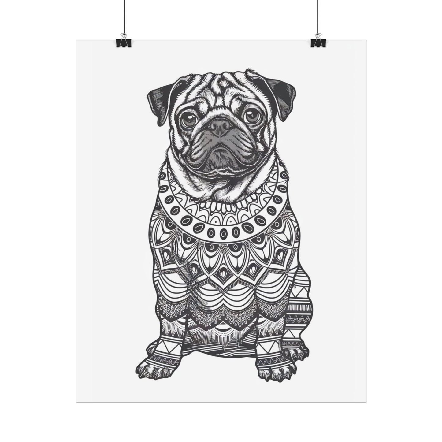 Life sized Coloring Page Rolled Poster of a Pug Dog