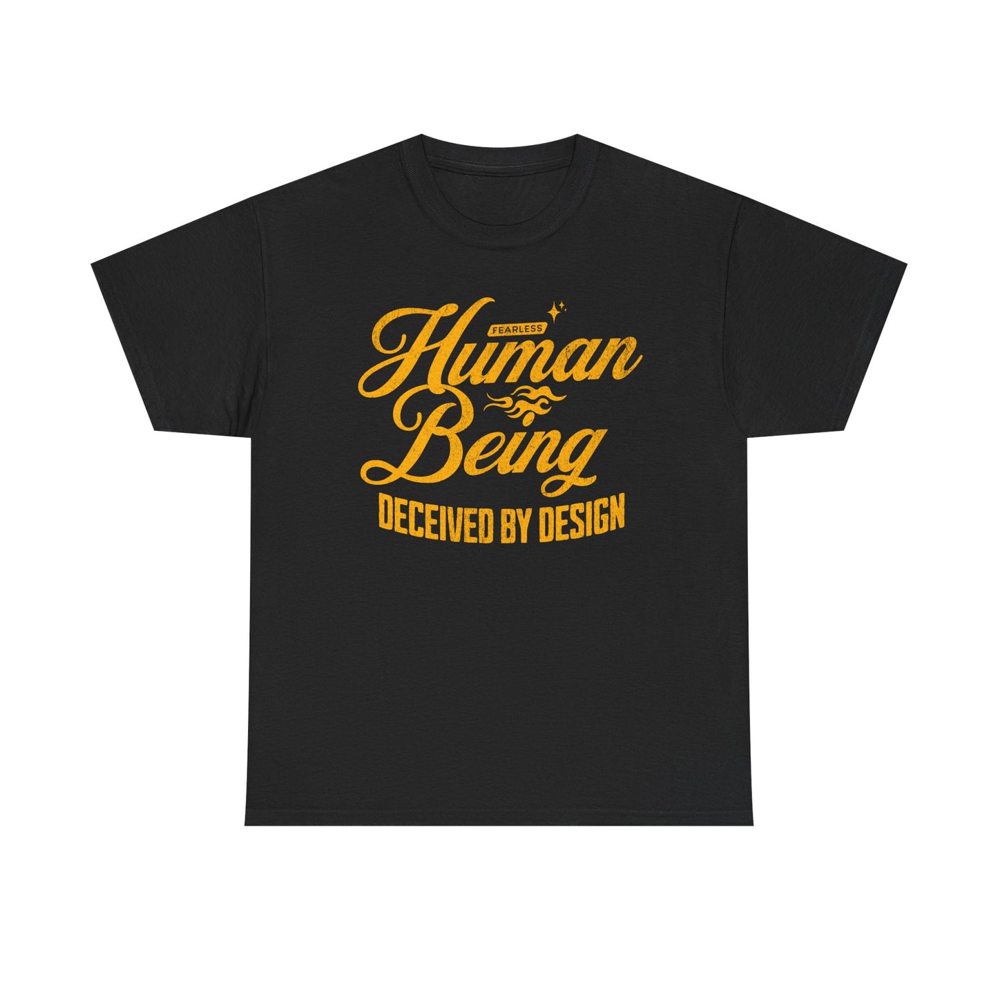 Unisex Heavy Cotton Tee - 'Human Being Deceived by Design' Graphic T-Shirt