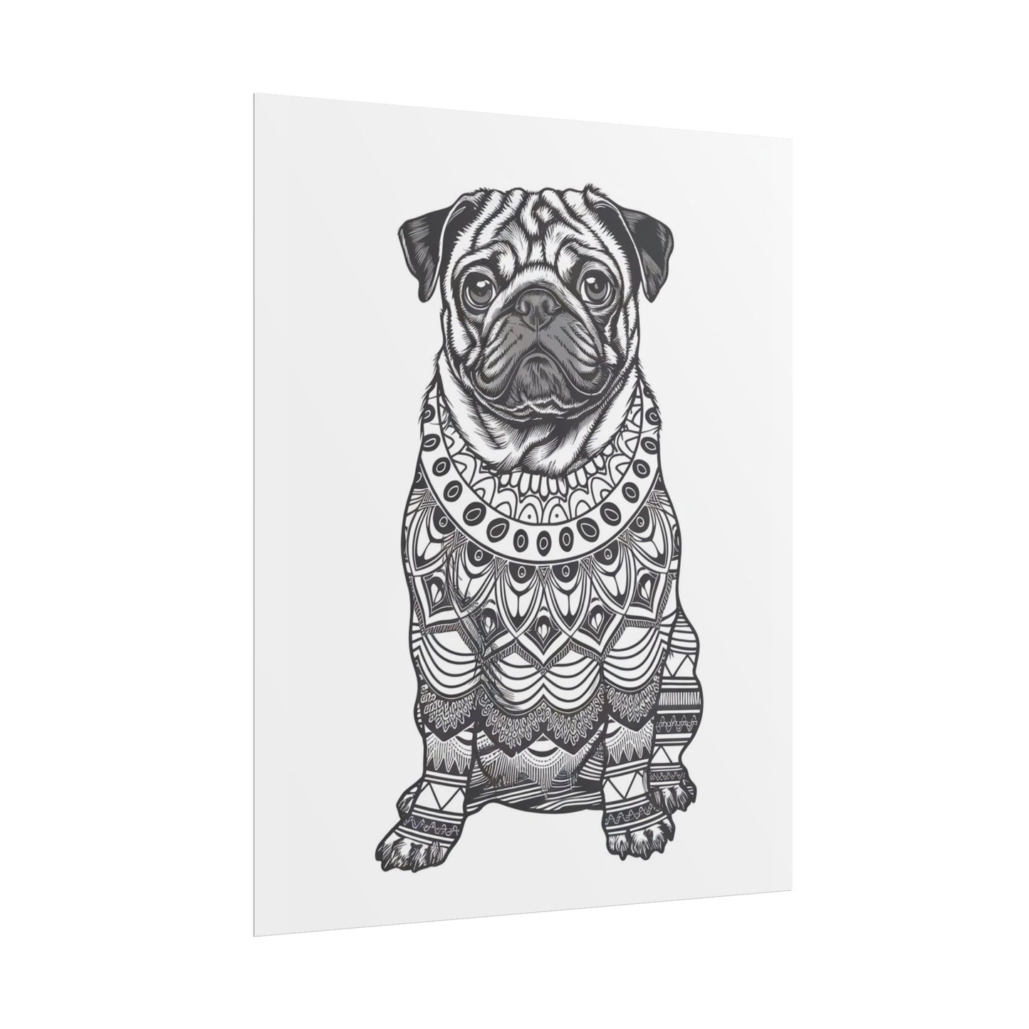 Life sized Coloring Page Rolled Poster of a Pug Dog