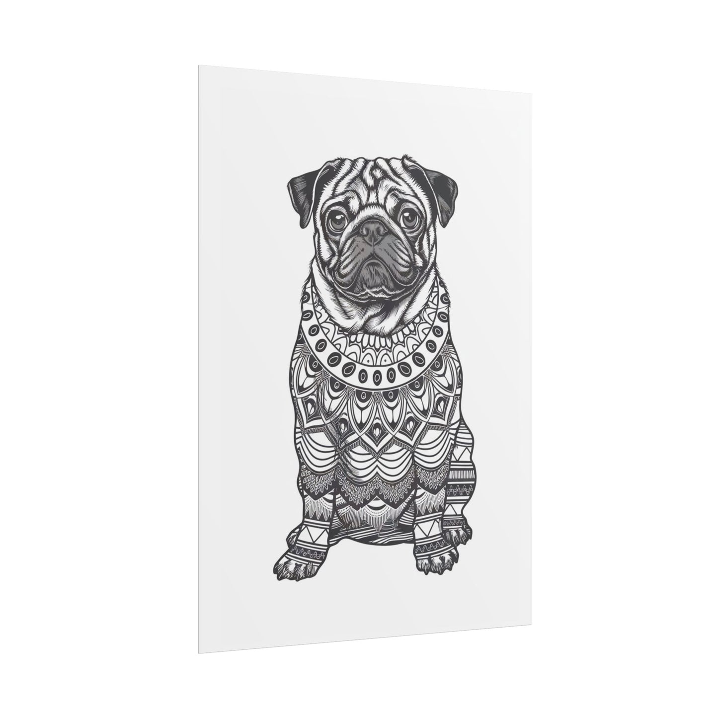 Life sized Coloring Page Rolled Poster of a Pug Dog