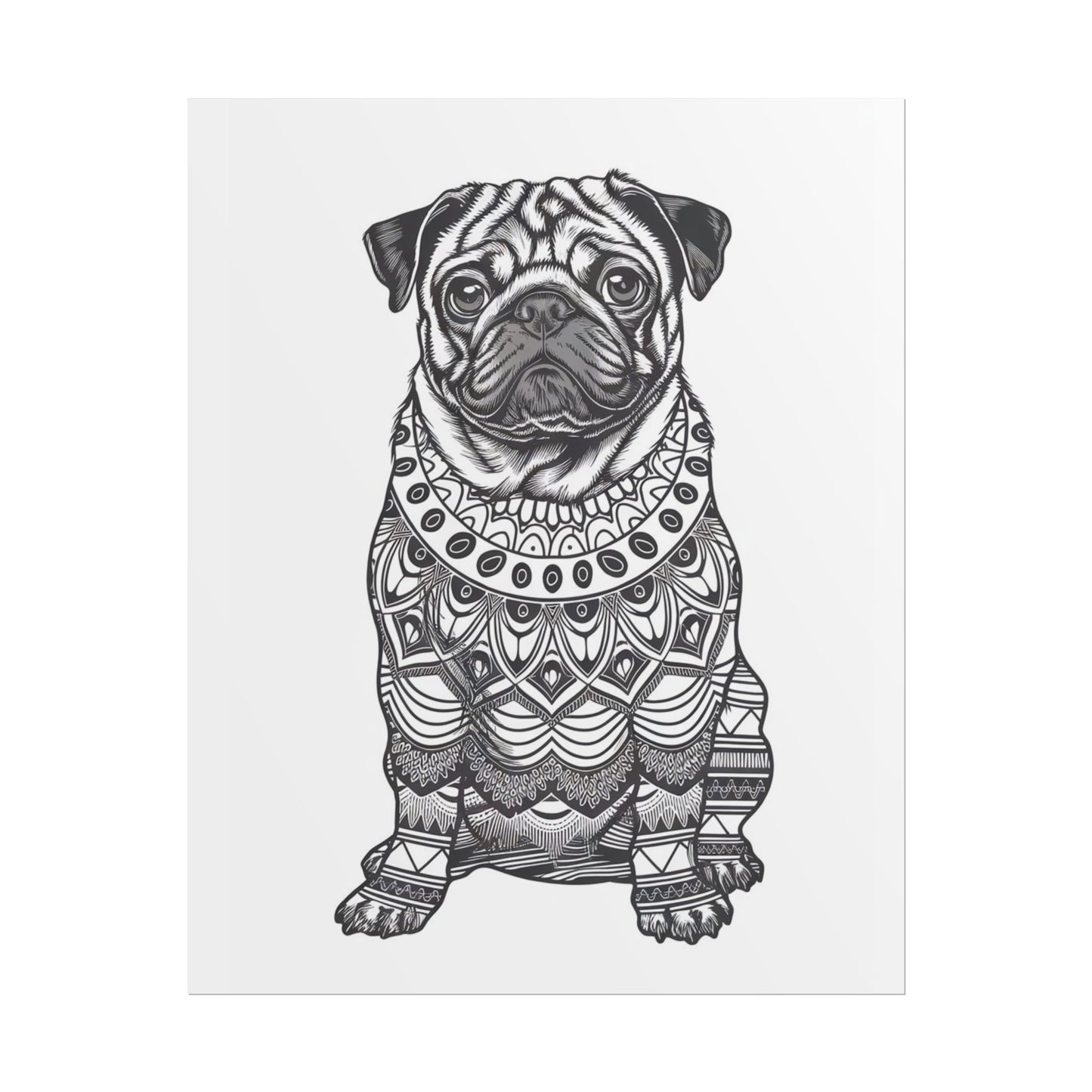 Life sized Coloring Page Rolled Poster of a Pug Dog
