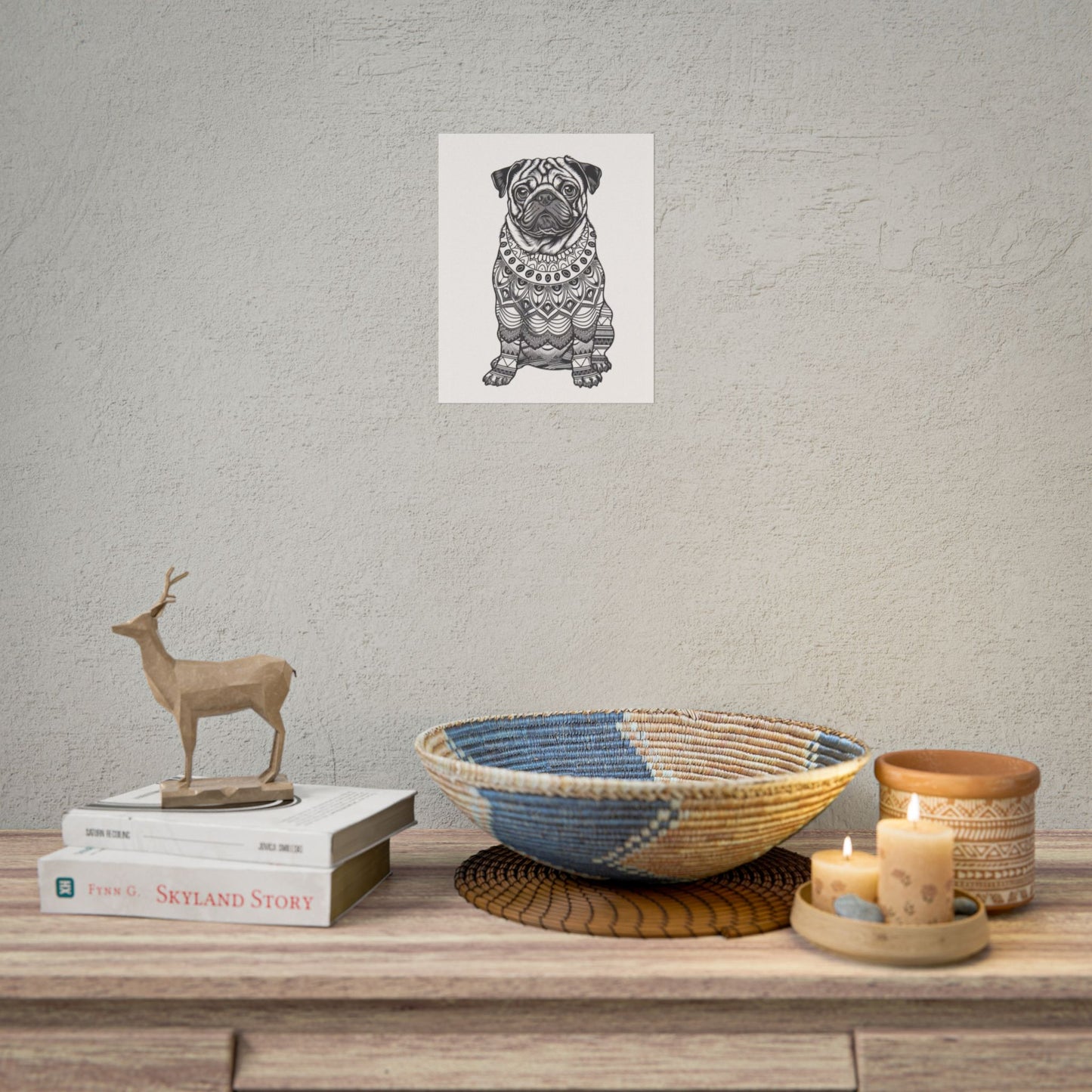 Life sized Coloring Page Rolled Poster of a Pug Dog