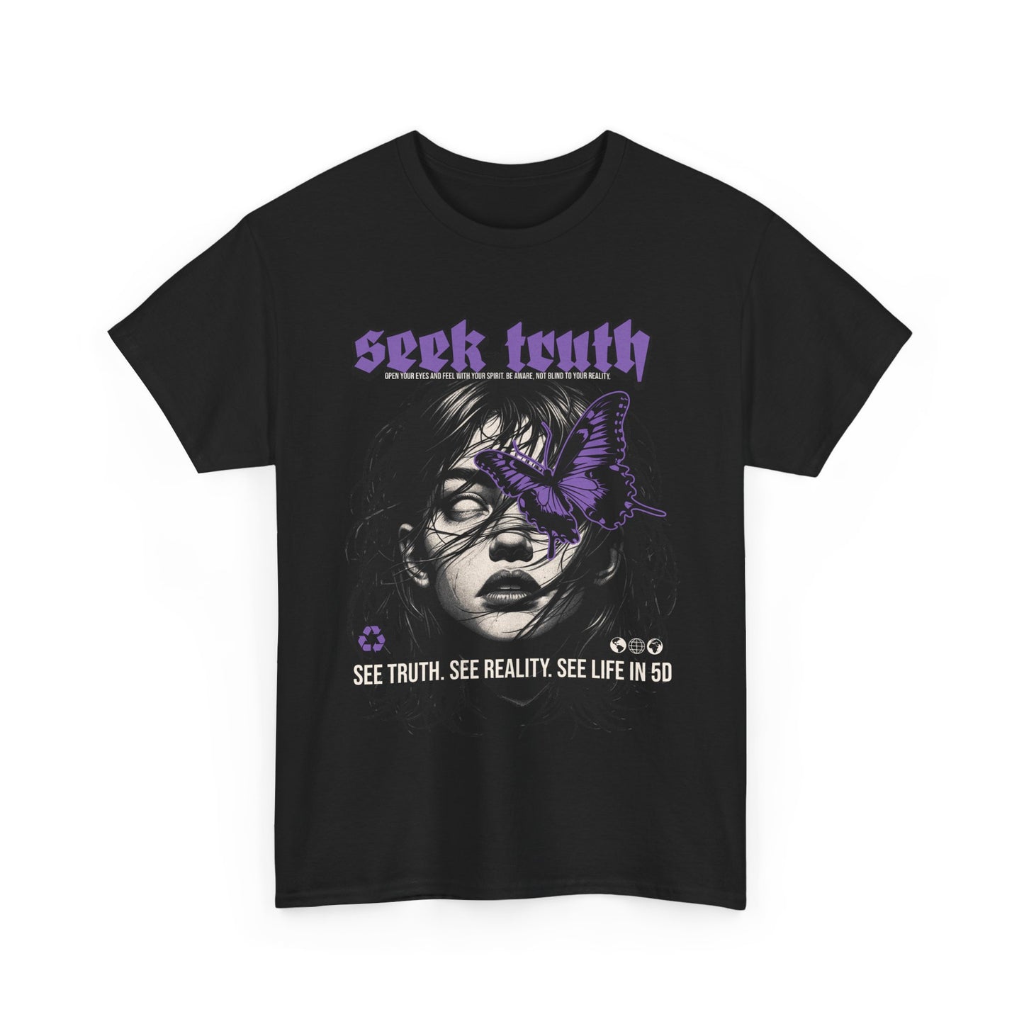 Seek Truth Graphic Unisex Heavy Cotton Tee - Edgy Butterfly Design