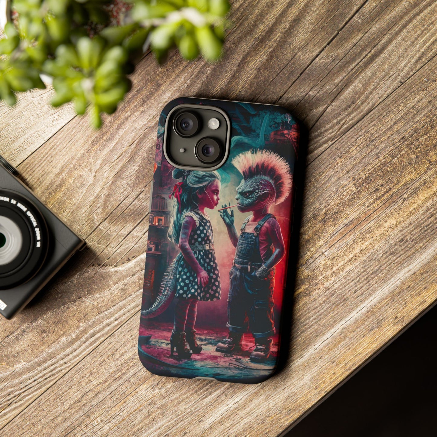 Alien rebel kids Artistic Phone Case, Tough Cases with Whimsical Lizard Characters, Creative Accessories, Unique Gift