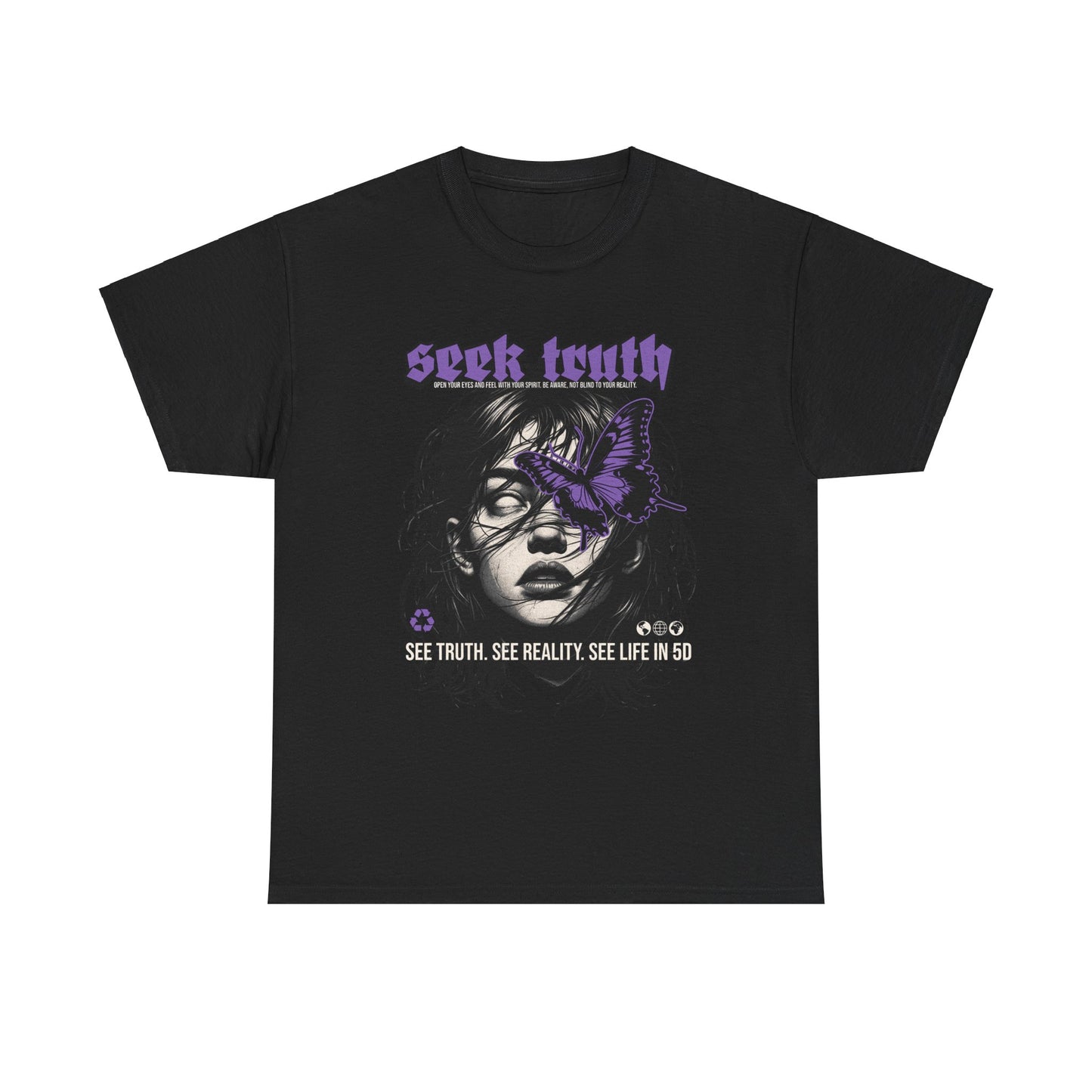 Seek Truth Graphic Unisex Heavy Cotton Tee - Edgy Butterfly Design