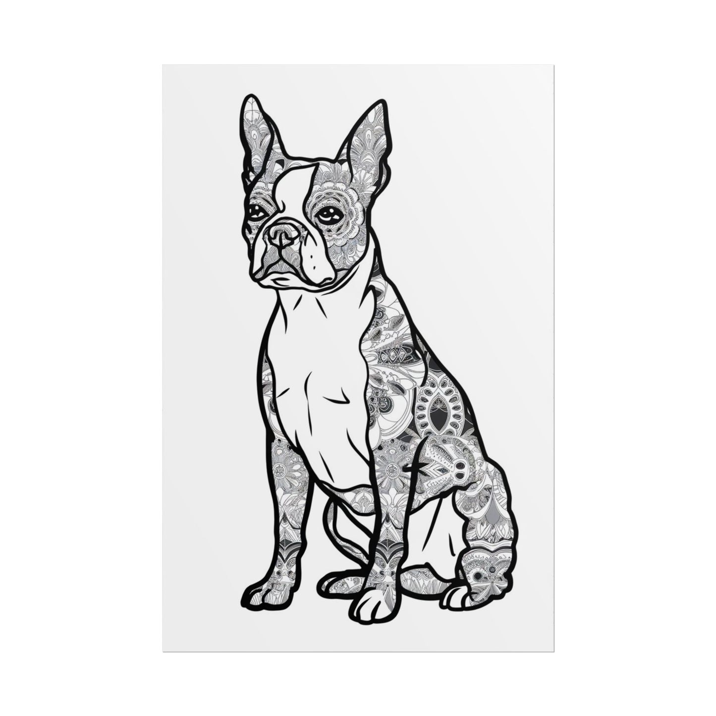 Coloring Poster, Life sized Artistic Dog Rolled Poster - Chic Home Decor for Dog Lovers