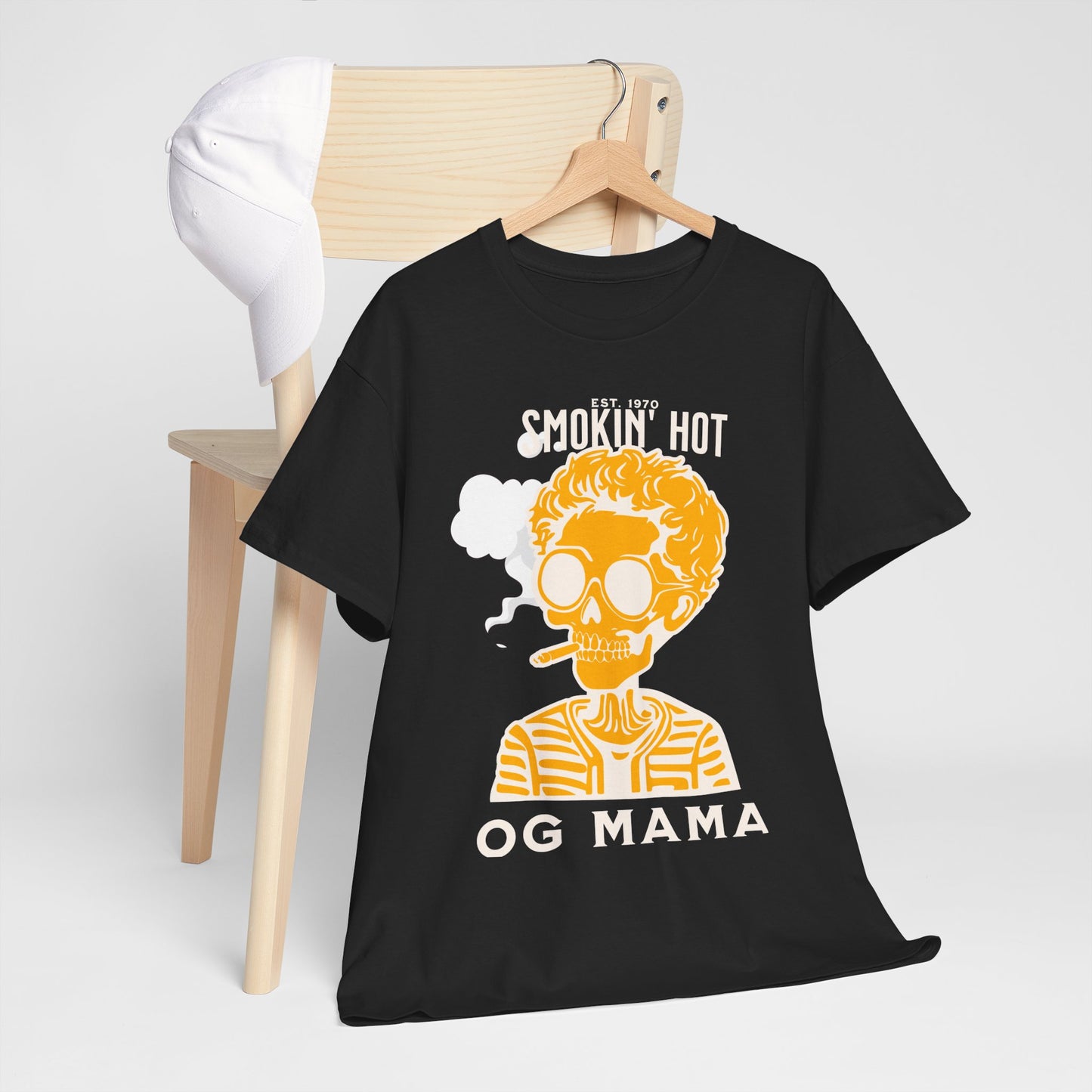 OG Mama Smoking Hot Unisex Heavy Cotton Tee - Cool Graphic T-Shirt for Casual Wear