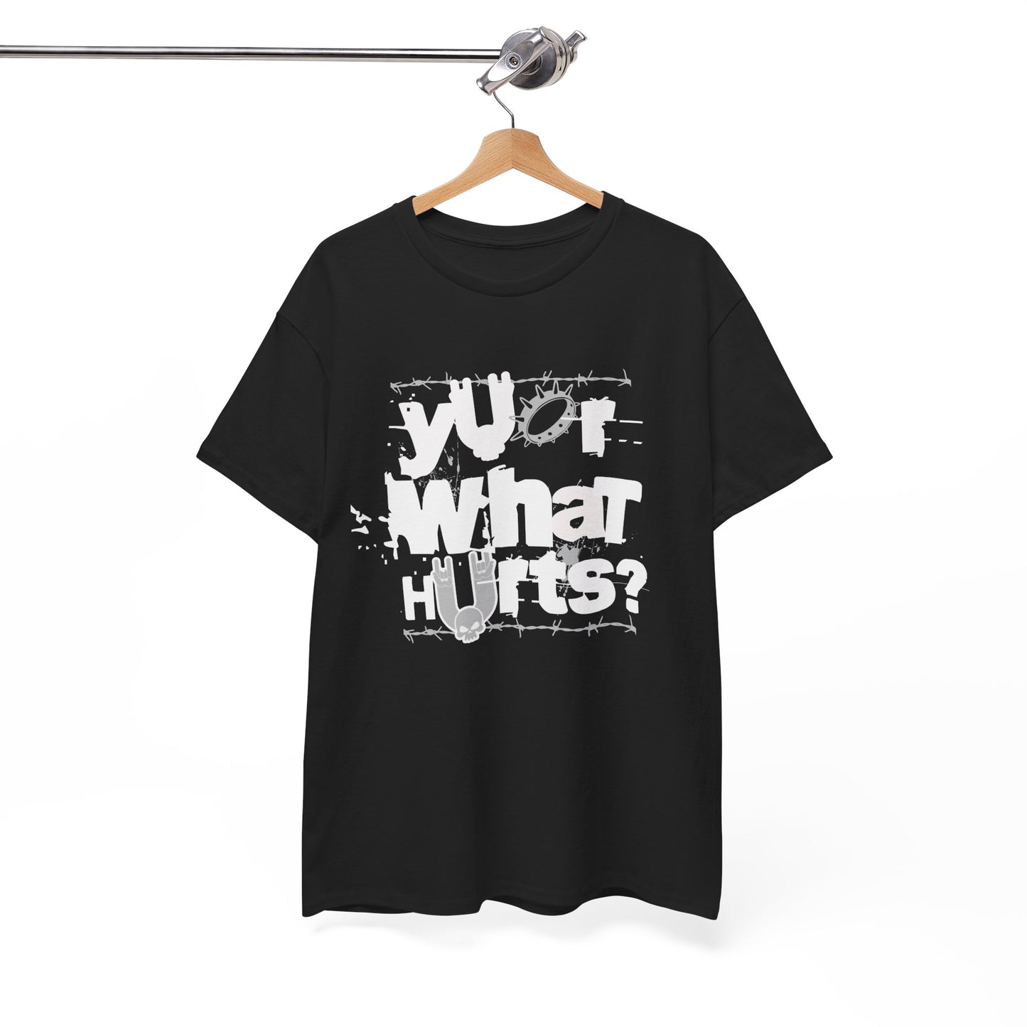 Your What Hurts? Graphic Heavy Cotton Tee   Design, Casual Wear, Unique Gift for Friends, Comfortable Unisex Shirt, Perfect