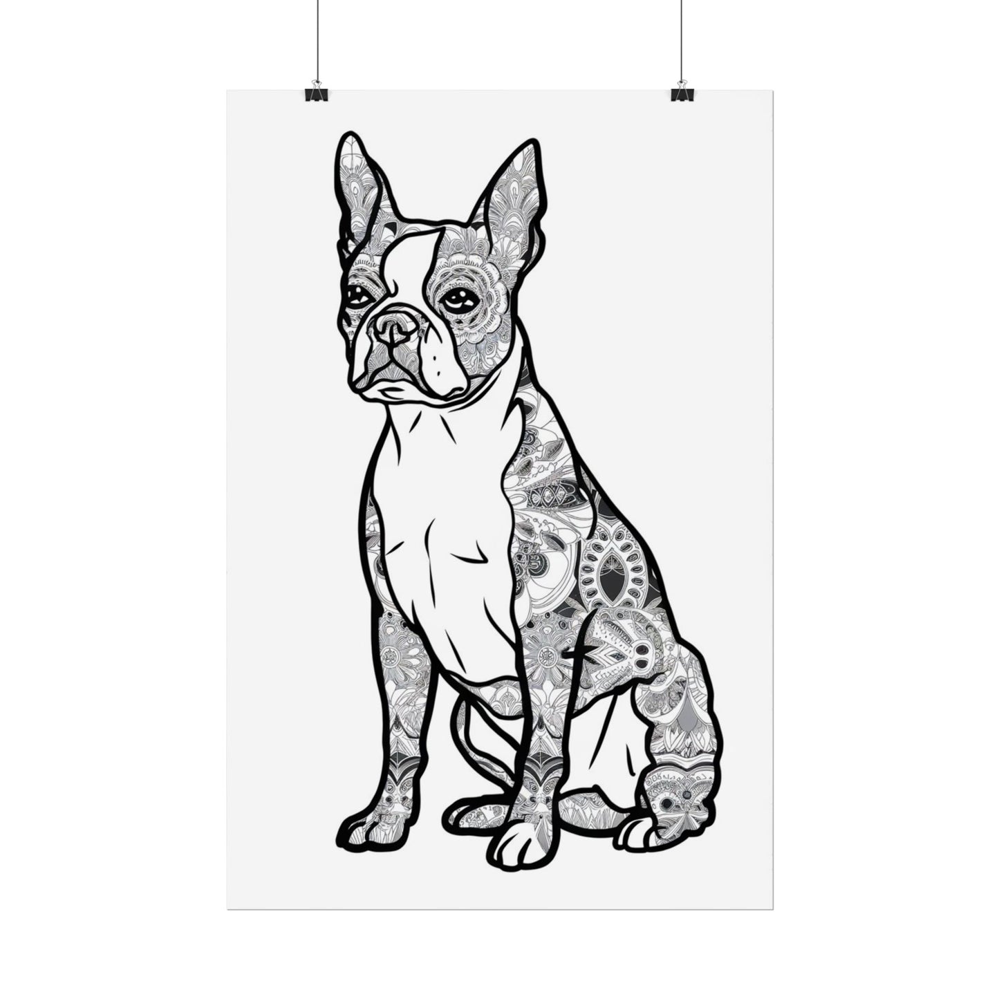 Coloring Poster, Life sized Artistic Dog Rolled Poster - Chic Home Decor for Dog Lovers