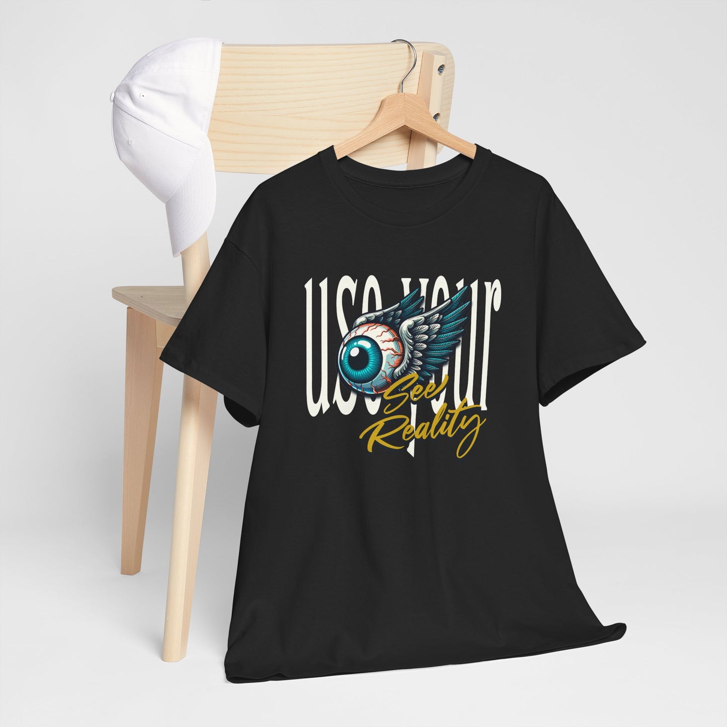Unisex Heavy Cotton Tee - 'Use Your Eye, See Reality' Inspirational Graphic T-Shirt