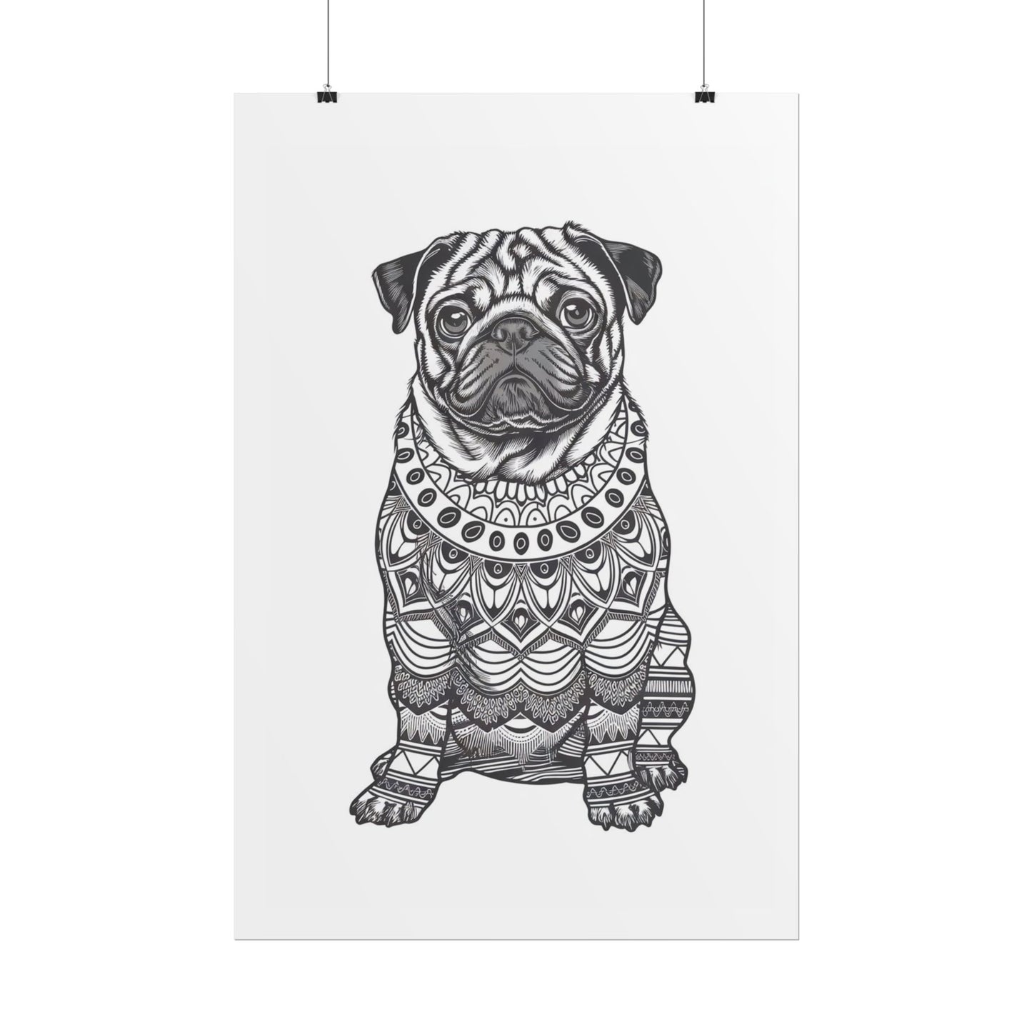 Life sized Coloring Page Rolled Poster of a Pug Dog