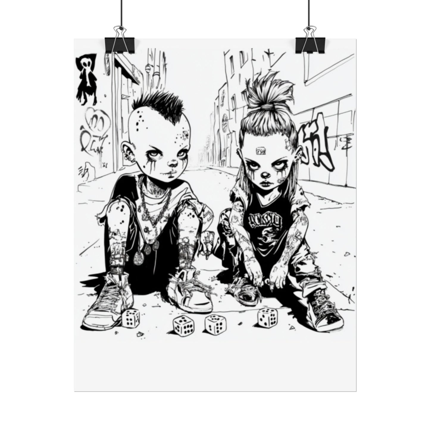 AI design, Alien kids playing dice Rolled Posters