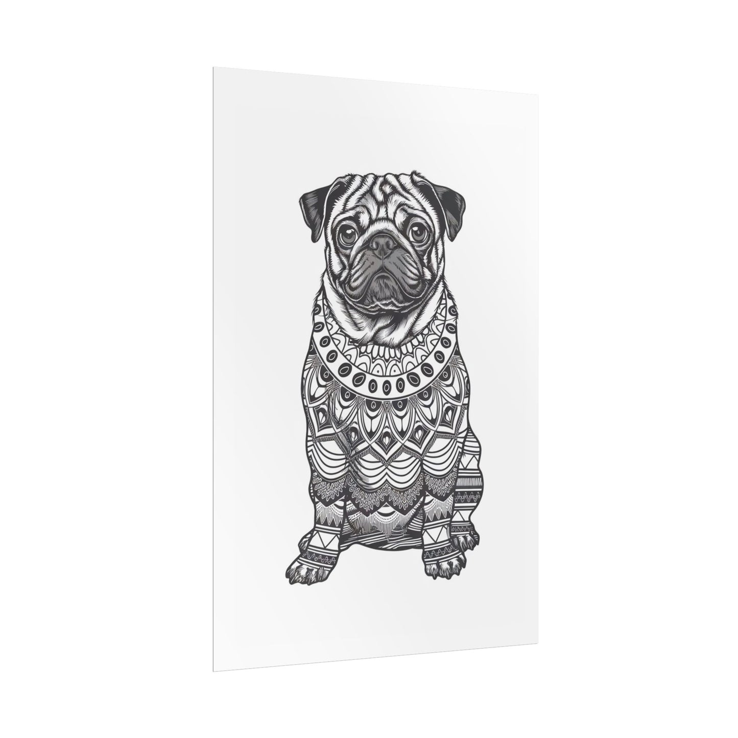Life sized Coloring Page Rolled Poster of a Pug Dog