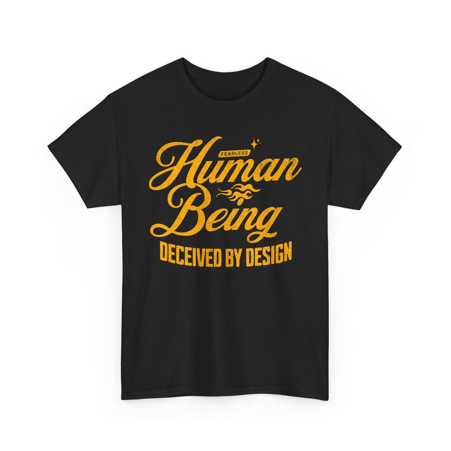 Unisex Heavy Cotton Tee - 'Human Being Deceived by Design' Graphic T-Shirt