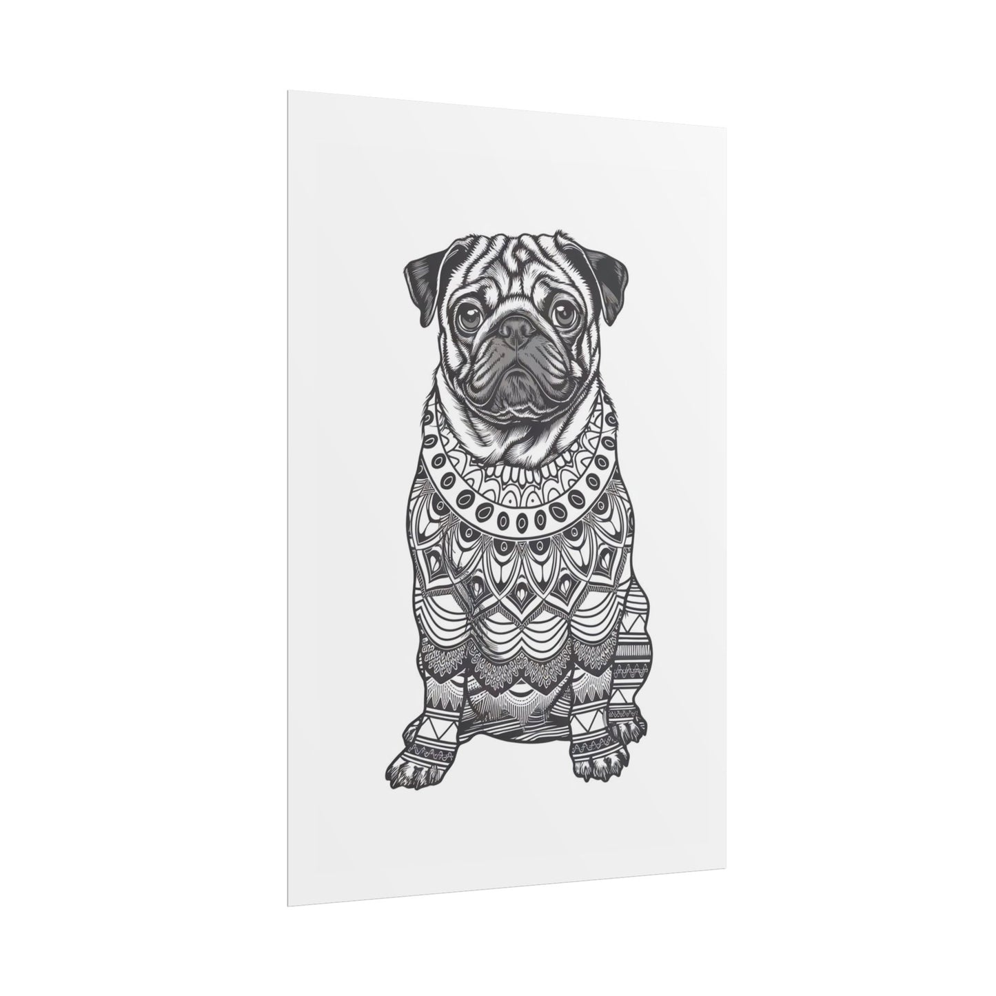 Life sized Coloring Page Rolled Poster of a Pug Dog