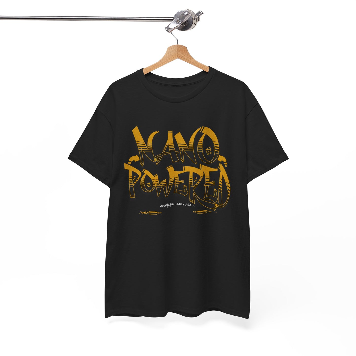 Nano Powered Fun Graphic T-Shirt, Cool Casual Wear, Eco-Conscious Style, Perfect for Everyday, Gift for Tech Lovers