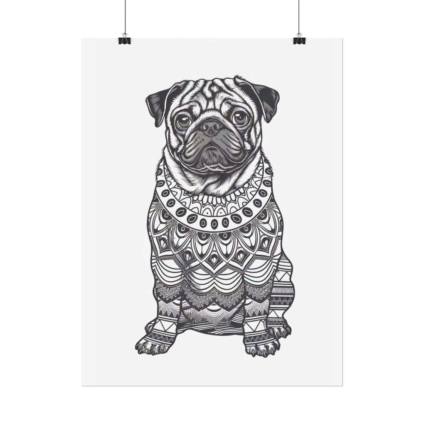 Life sized Coloring Page Rolled Poster of a Pug Dog