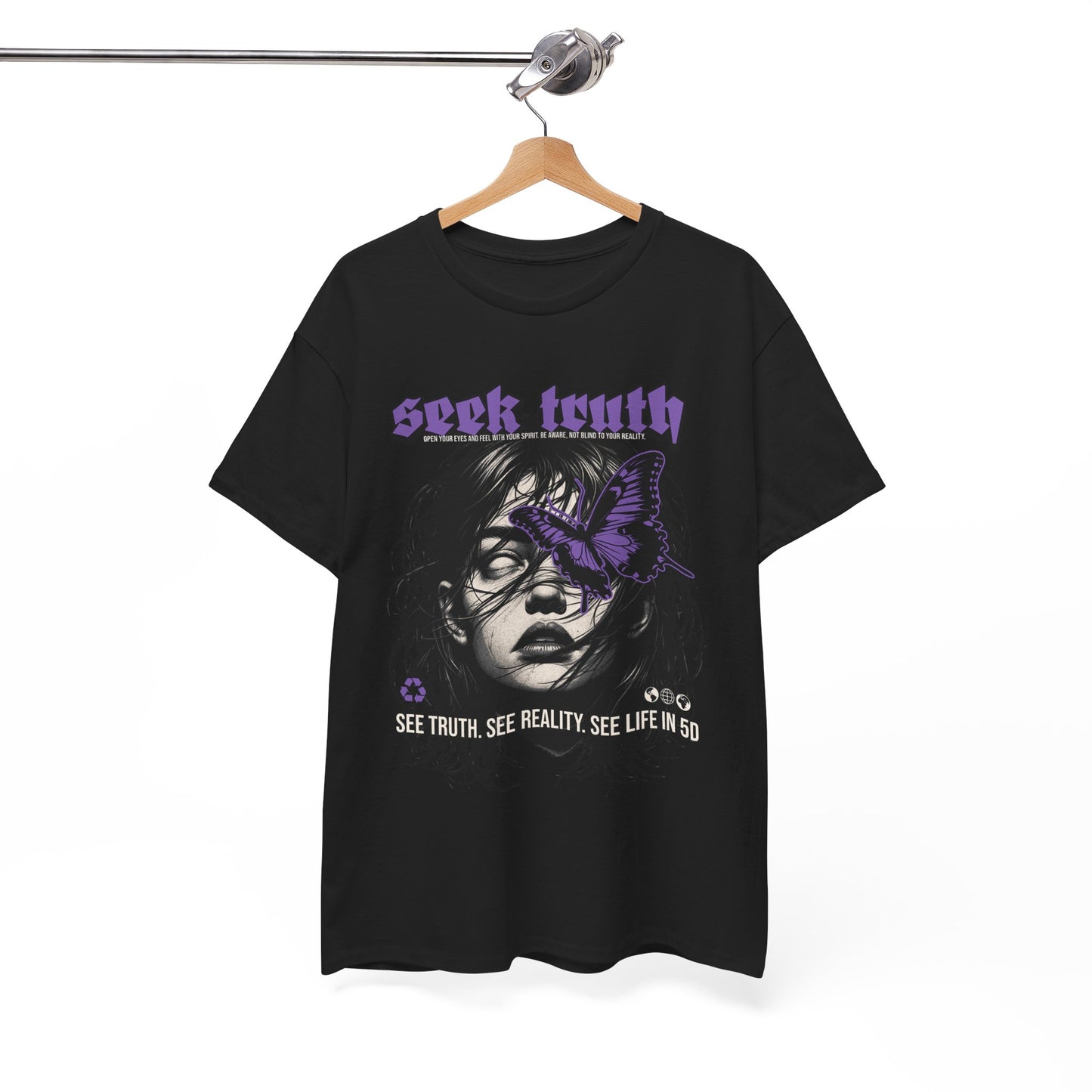 Seek Truth Graphic Unisex Heavy Cotton Tee - Edgy Butterfly Design