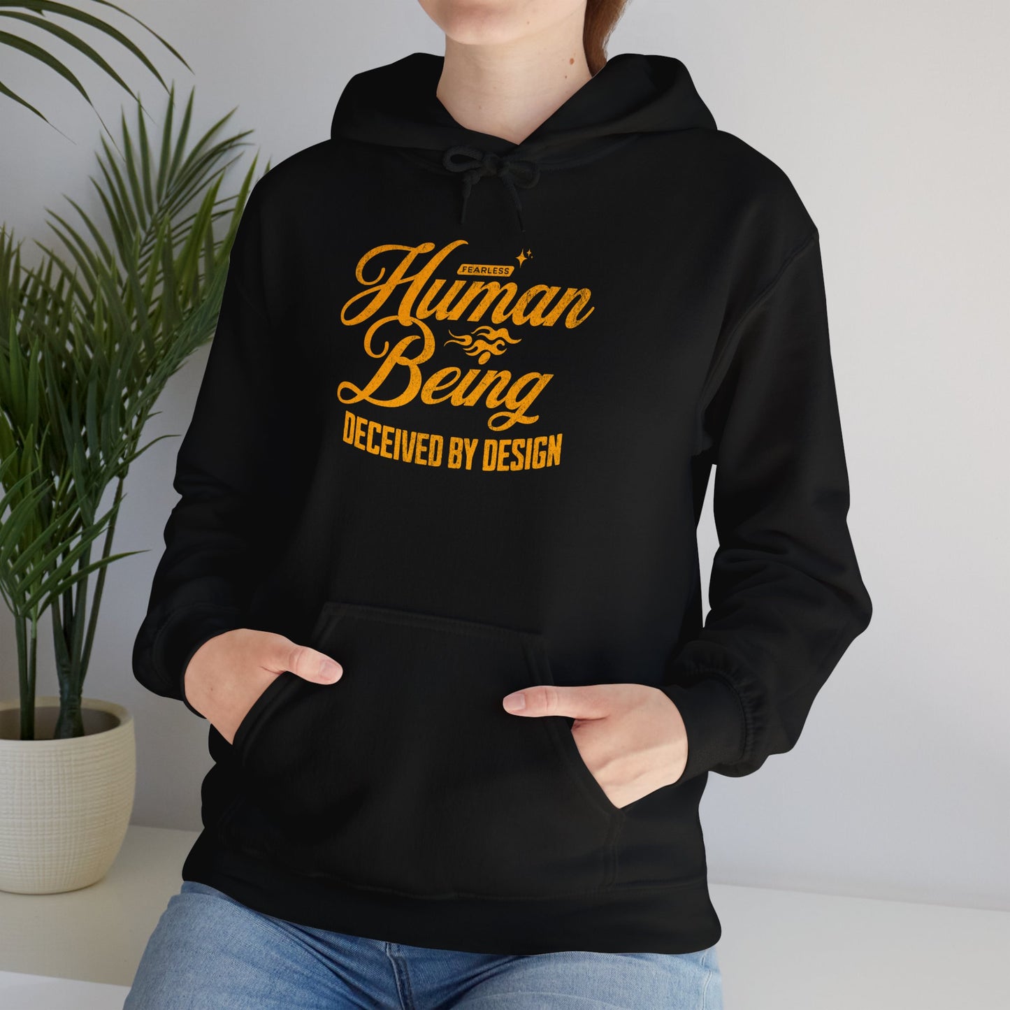 Human Being Deceived by Design Hoodie - Unisex Heavy Blend Sweatshirt for Comfort and Style