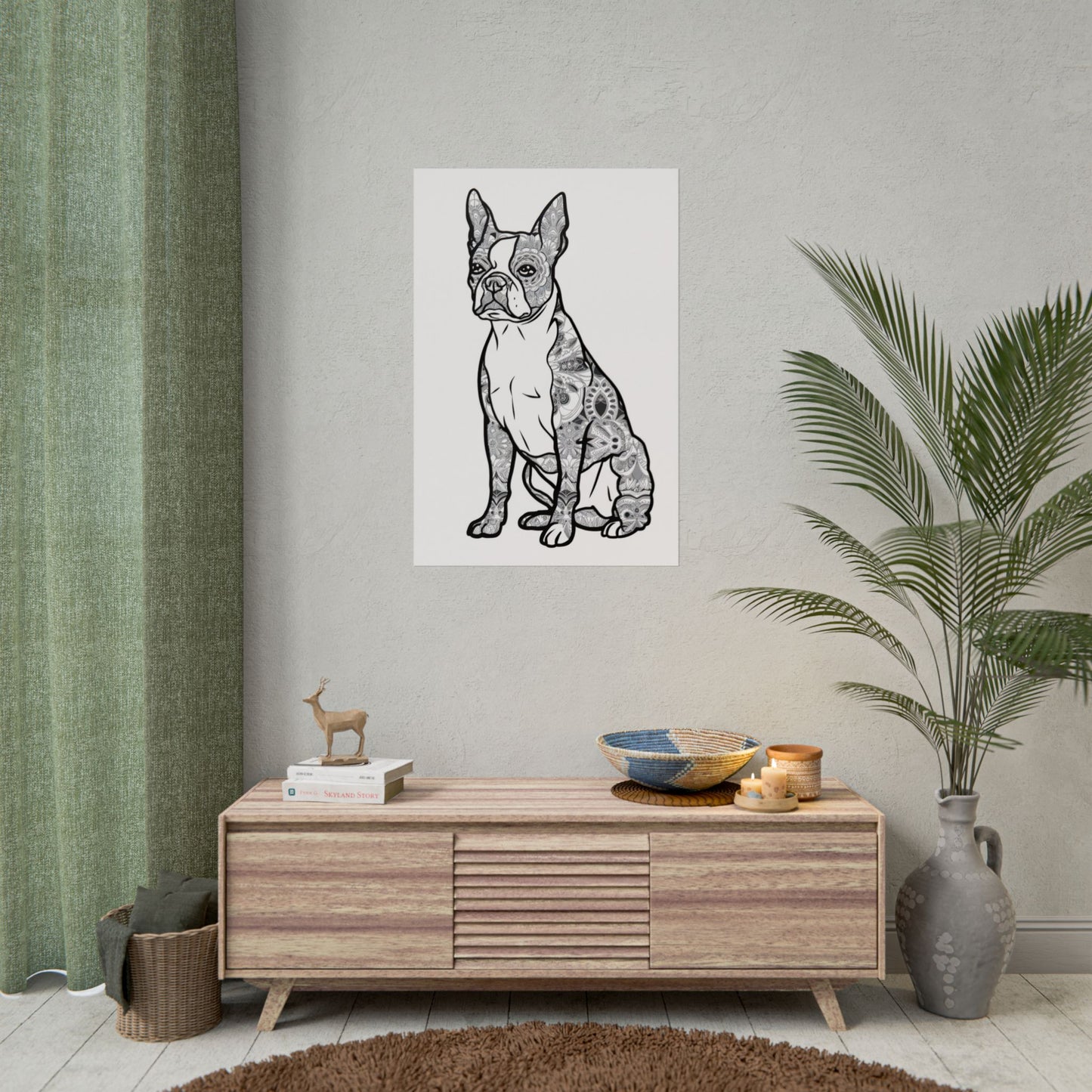 Coloring Poster, Life sized Artistic Dog Rolled Poster - Chic Home Decor for Dog Lovers