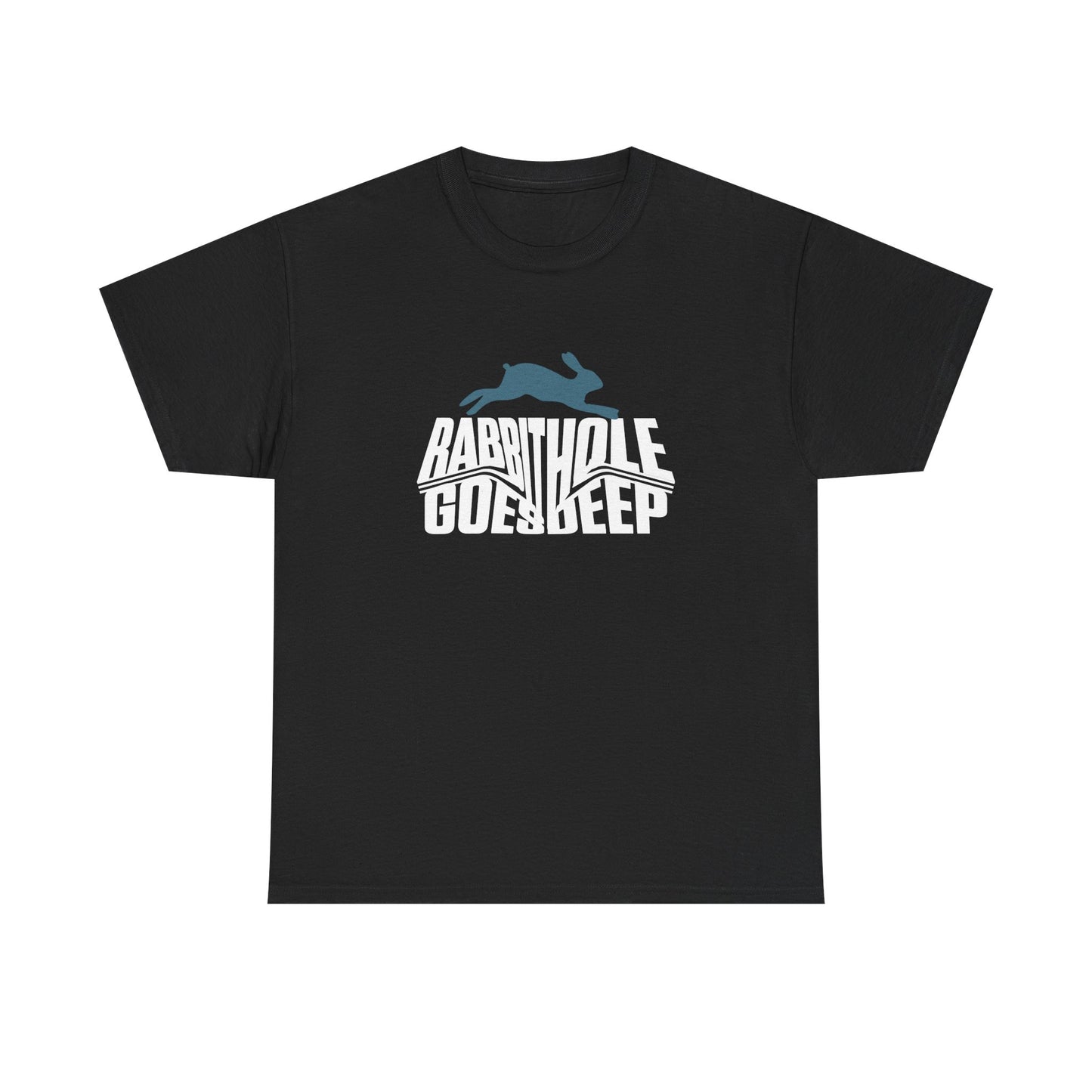 Rabbit Hole Goes Deep Unisex Heavy Cotton Tee - Unique Statement Shirt for Adventurers
