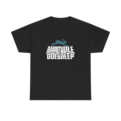 Rabbit Hole Goes Deep Unisex Heavy Cotton Tee - Unique Statement Shirt for Adventurers