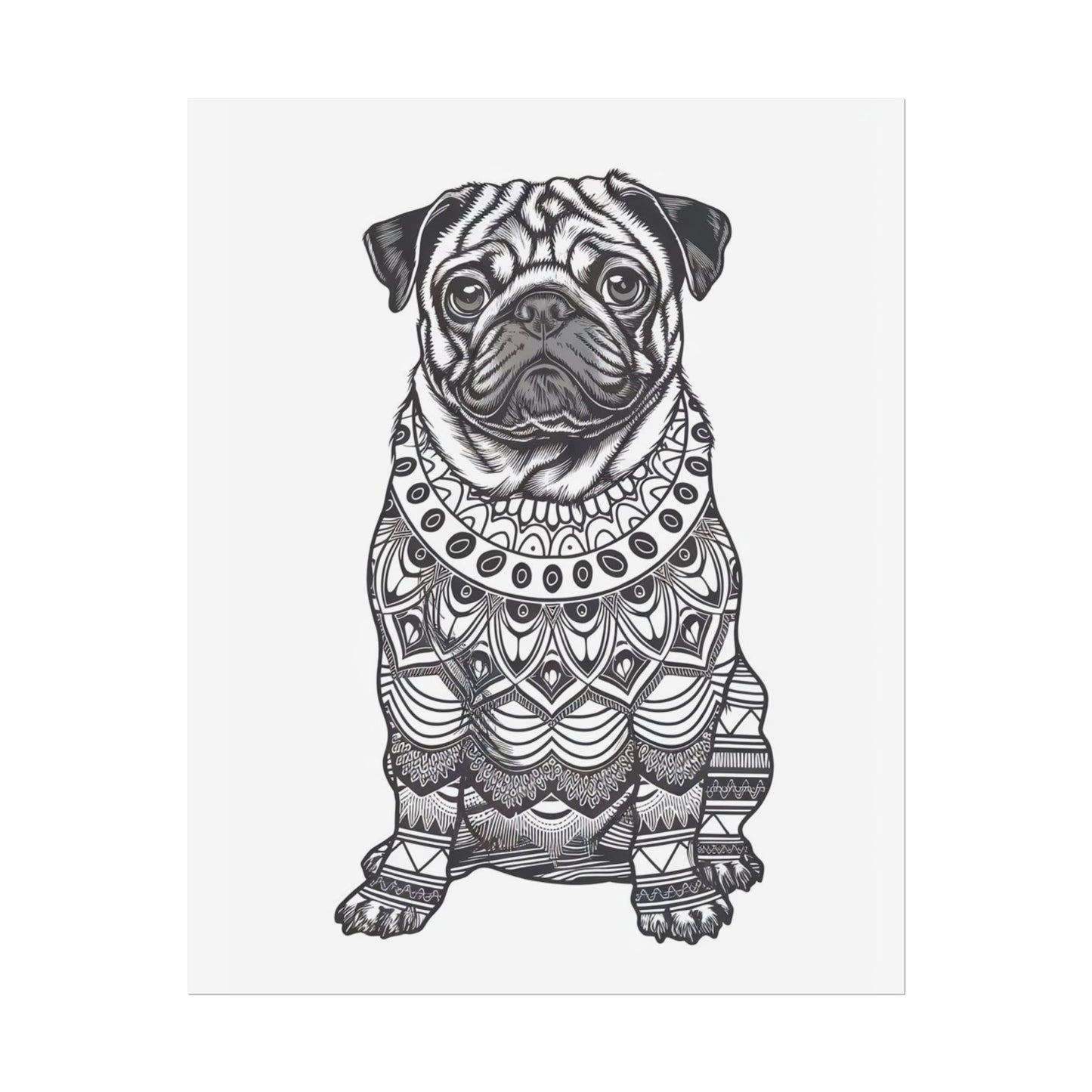 Life sized Coloring Page Rolled Poster of a Pug Dog