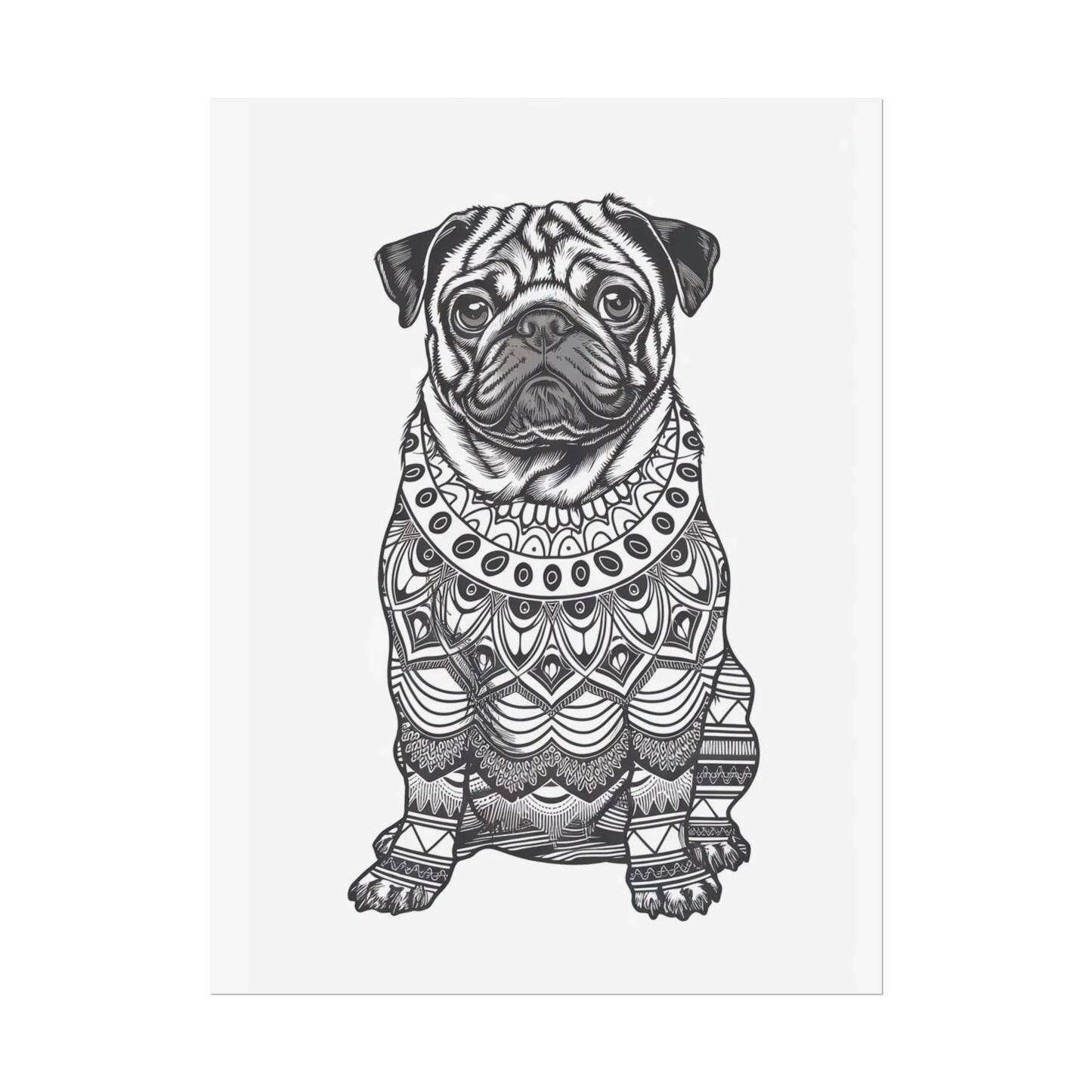 Life sized Coloring Page Rolled Poster of a Pug Dog