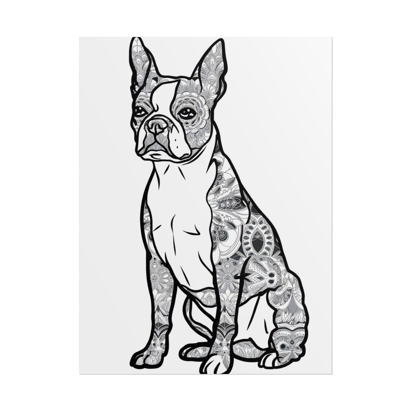 Coloring Poster, Life sized Artistic Dog Rolled Poster - Chic Home Decor for Dog Lovers
